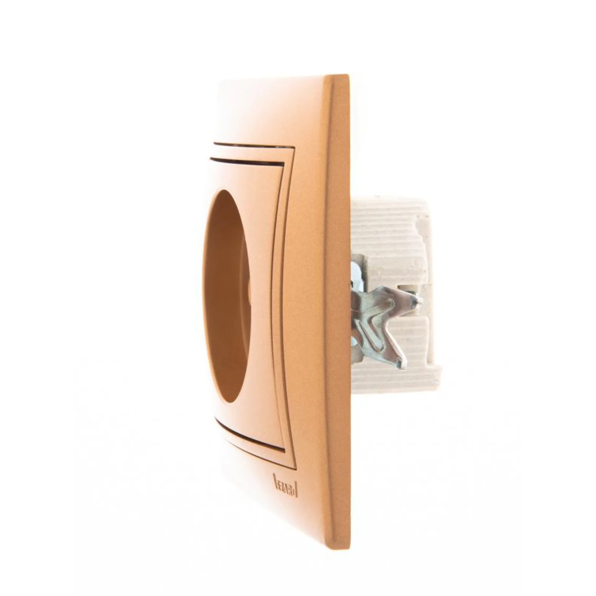 Розетка 1-м СП Mira 16А IP20 без заземл. со вставкой керамика зол. метал. LEZARD 701-1313-121