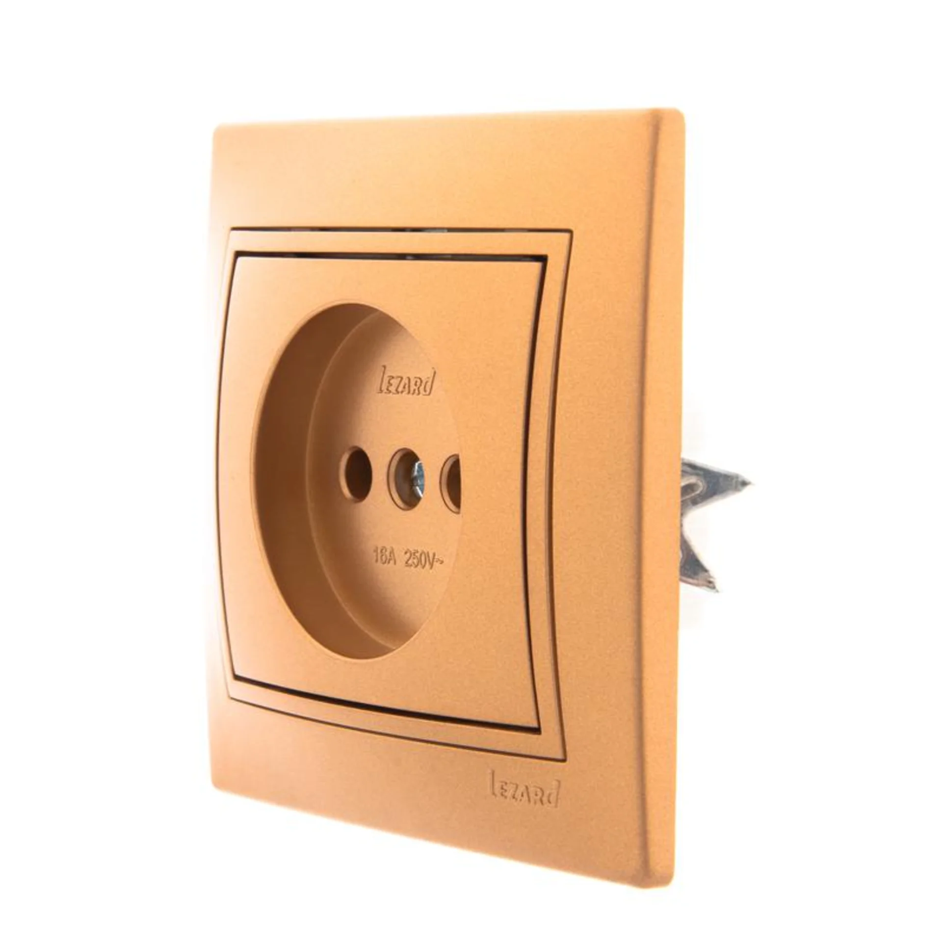 Розетка 1-м СП Mira 16А IP20 без заземл. со вставкой керамика зол. метал. LEZARD 701-1313-121