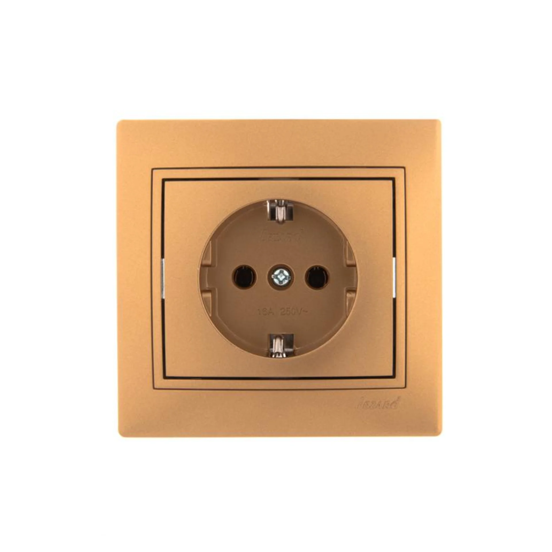 Розетка 1-м СП Mira 16А IP20 с заземл. со вставкой керамика зол. метал. LEZARD 701-1313-122