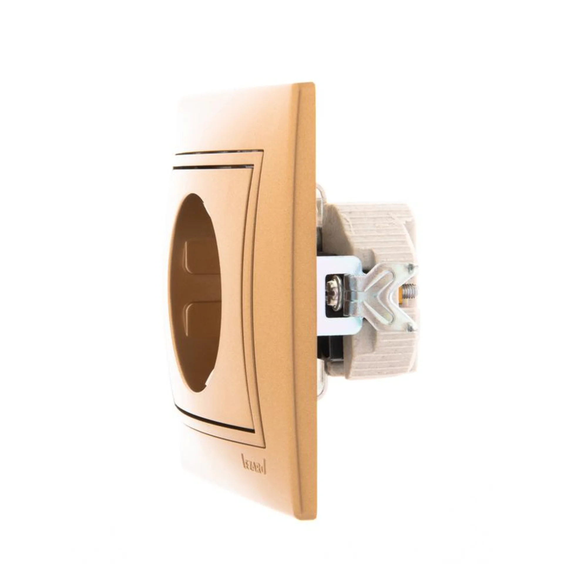 Розетка 1-м СП Mira 16А IP20 с заземл. со вставкой керамика зол. метал. LEZARD 701-1313-122