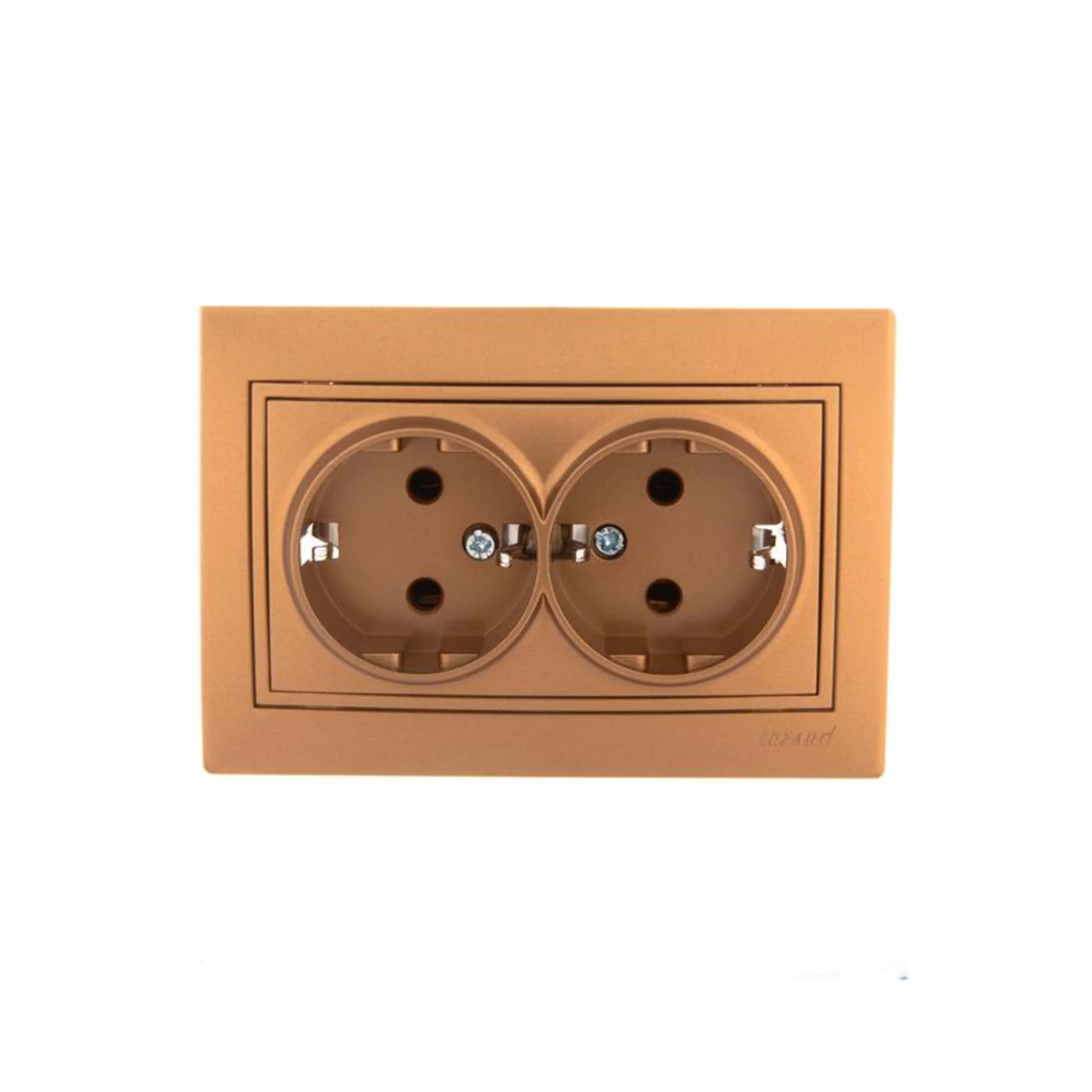 Розетка 2-м СП Mira 16А IP20 с заземл. со вставкой керамика зол. метал. LEZARD 701-1313-127