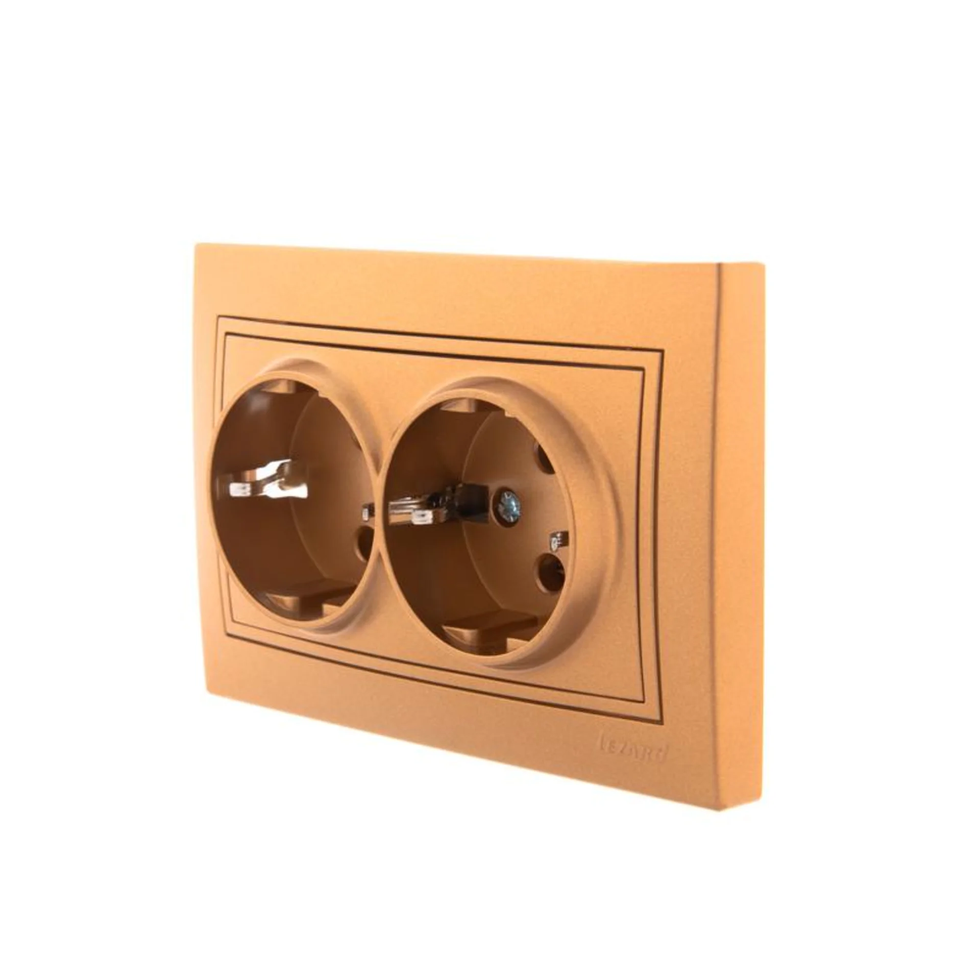 Розетка 2-м СП Mira 16А IP20 с заземл. со вставкой керамика зол. метал. LEZARD 701-1313-127