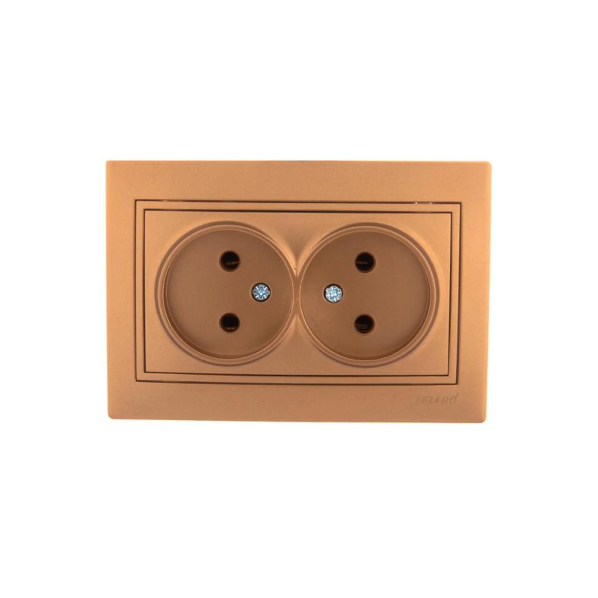 Розетка 2-м СП Mira 16А IP20 без заземл. со вставкой керамика зол. метал. LEZARD 701-1313-128