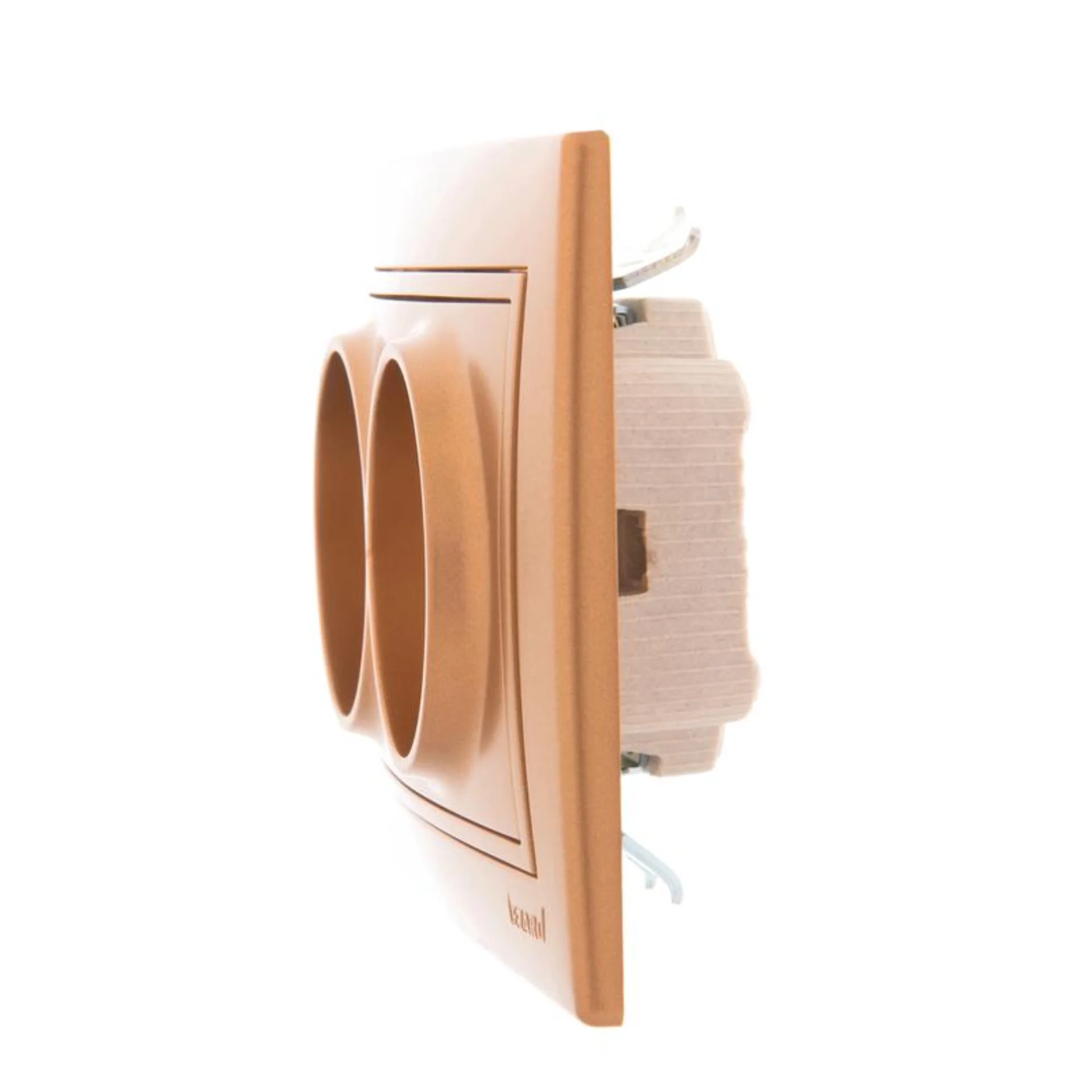 Розетка 2-м СП Mira 16А IP20 без заземл. со вставкой керамика зол. метал. LEZARD 701-1313-128