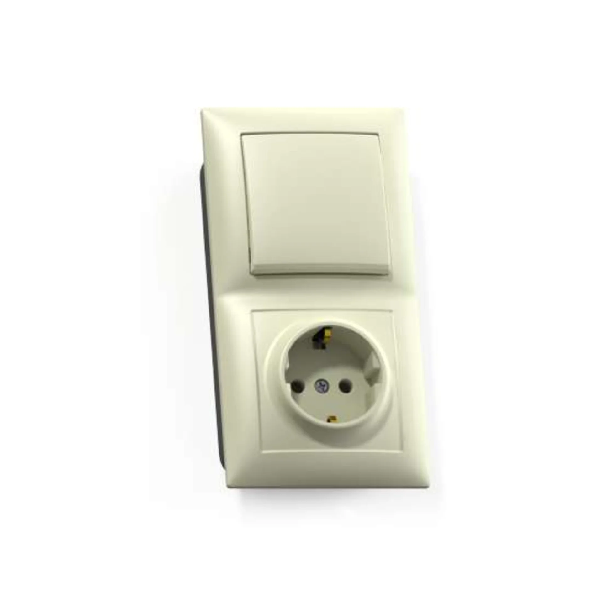 Блок СП БКВР-411 Селена (1-кл. выкл. + розетка с заземл.) сл. кость Кунцево 8176
