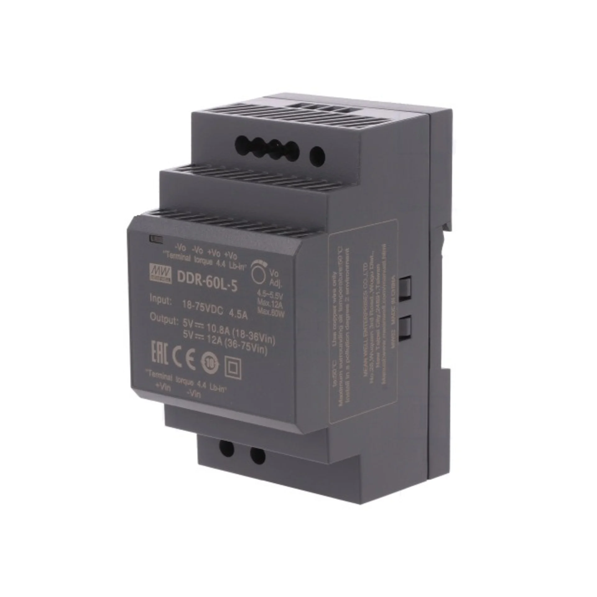 Преобразователь DC/DC , 60Вт, вход 18-75В, выход 5В/6А Mean Well