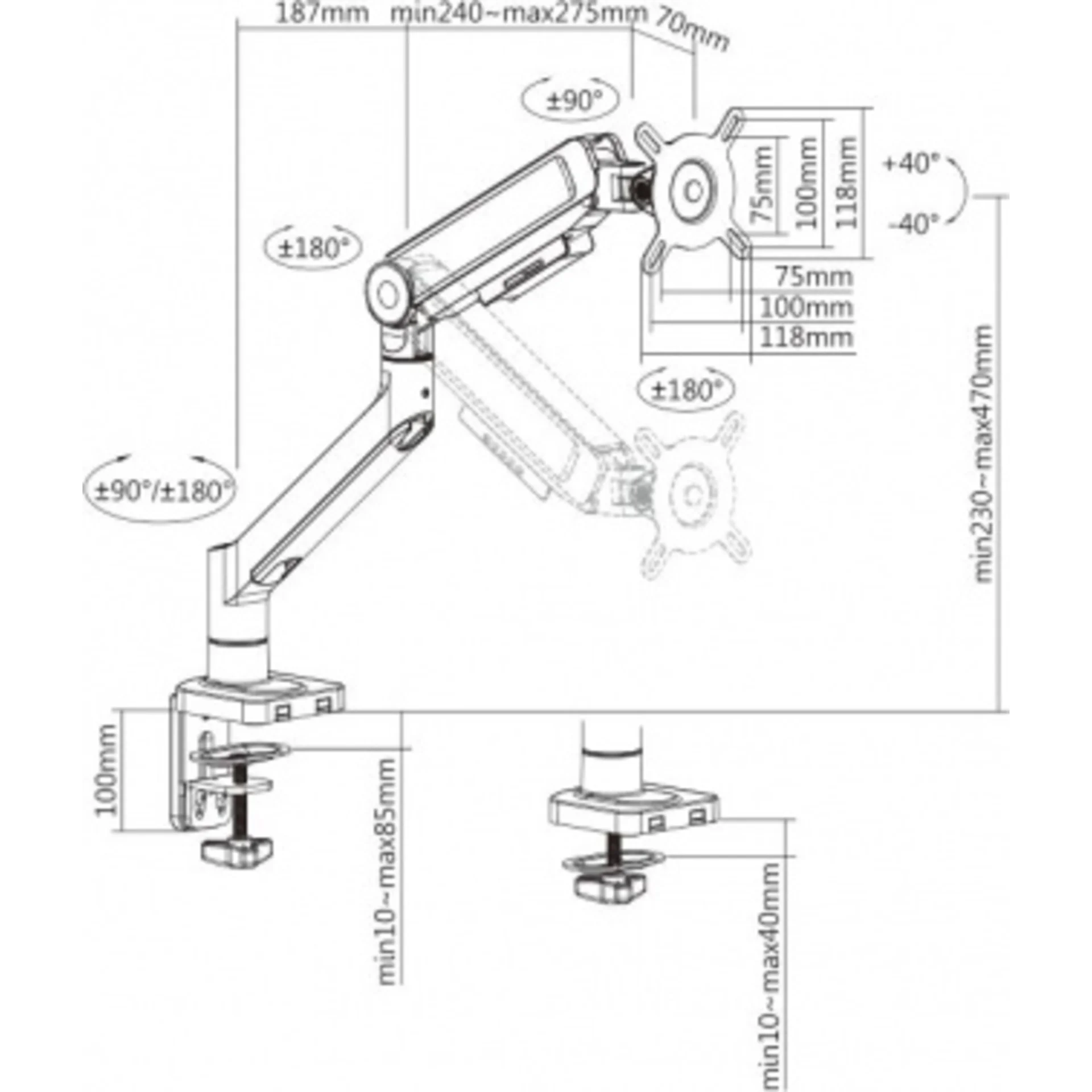 Кронштейн для мониторов Ultramounts UM732BR коричневый 17"-32" макс.8кг настольный поворот и наклон