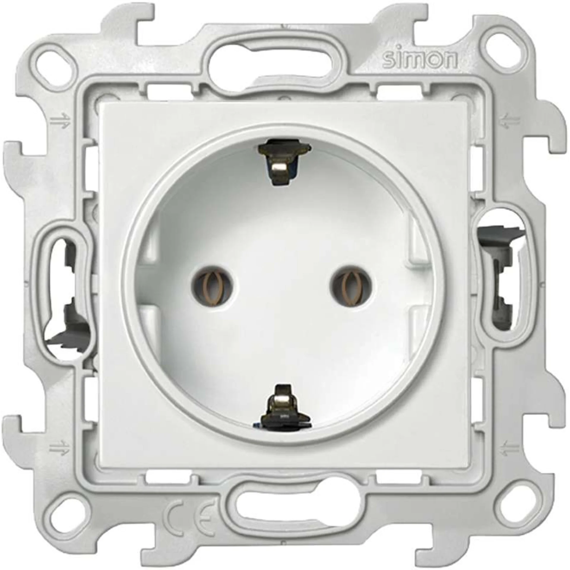 Розетка 1-м СП Simon 24 16А IP20 2P+E Push&amp;Go без защ. шторок механизм бел. Simon 2420434-030