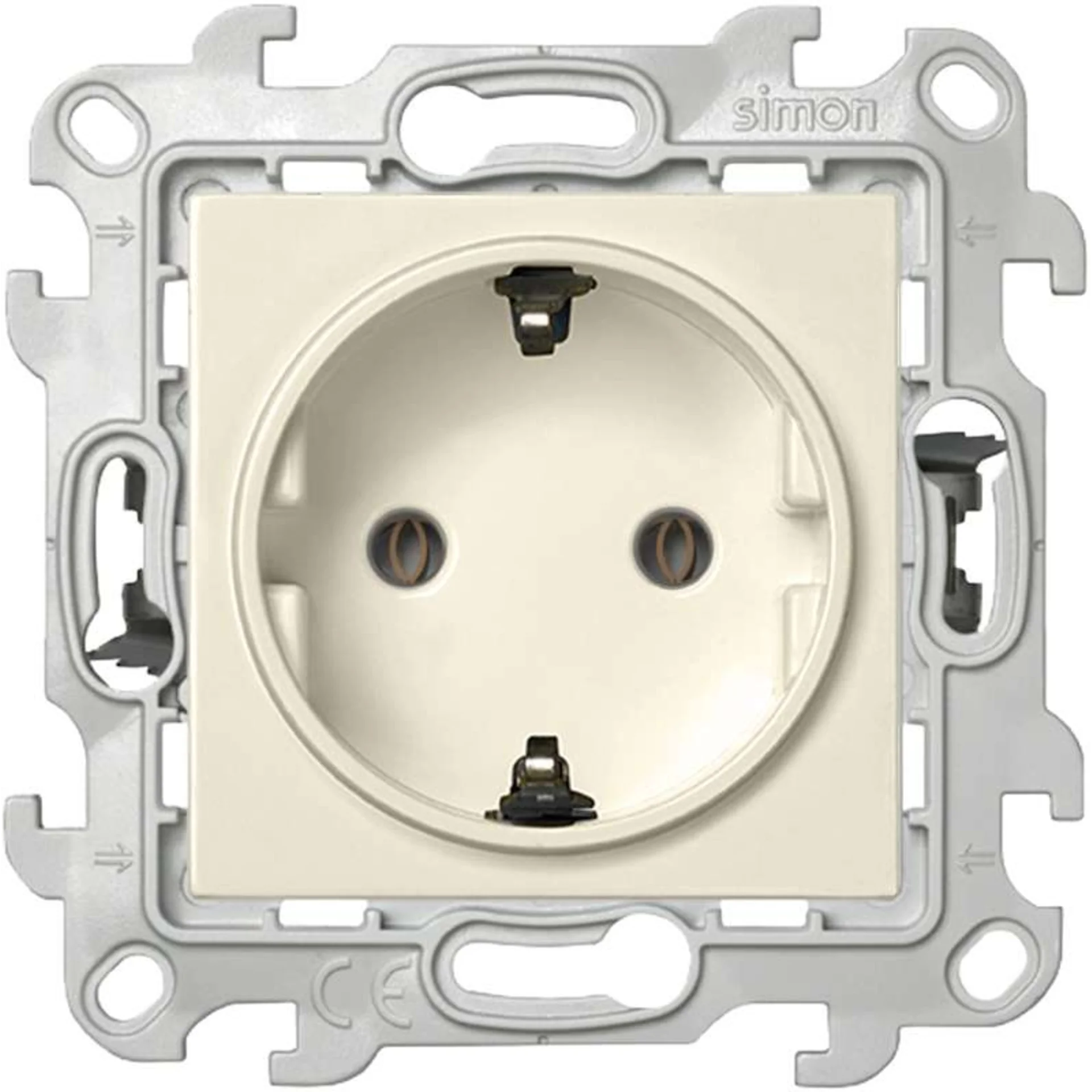 Розетка 1-м СП Simon 24 16А IP20 2P+E Push&amp;Go без защ. шторок механизм сл. кость Simon 2420434-031