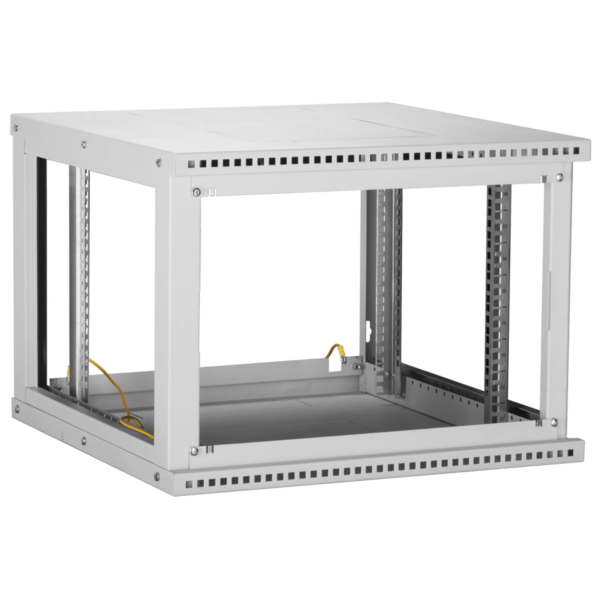 Настенный разборный шкаф TLK 19", 9U, стеклянная дверь, Ш600хВ436хГ600мм, 2 пары монтажных направляющих, серый