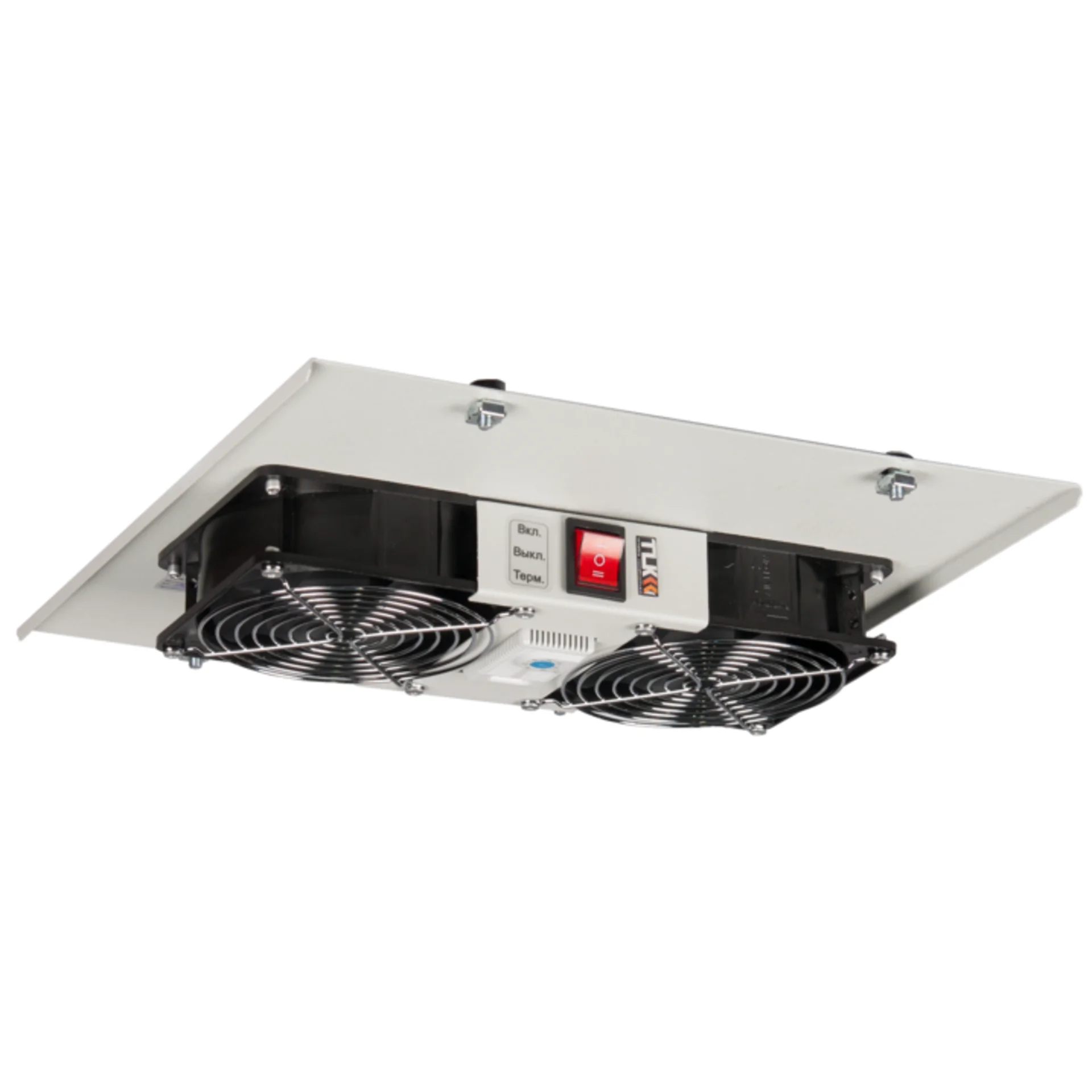 Вентиляторный блок TLK для шкафов серии TFI и TWI глубиной от 450 мм, 2 вентилятора с терморегулятором, без шнура питания, серый