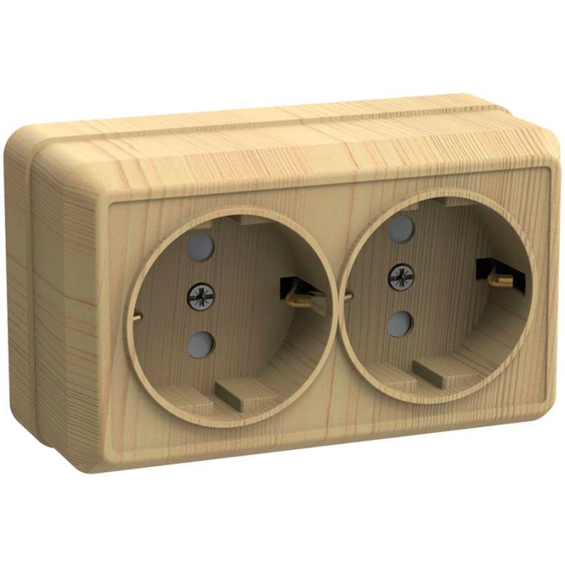 Розетка 2-м ОП Октава РС22-3-ОС 16А IP20 с заземл. сосна IEK ERO21-K03-16-DC