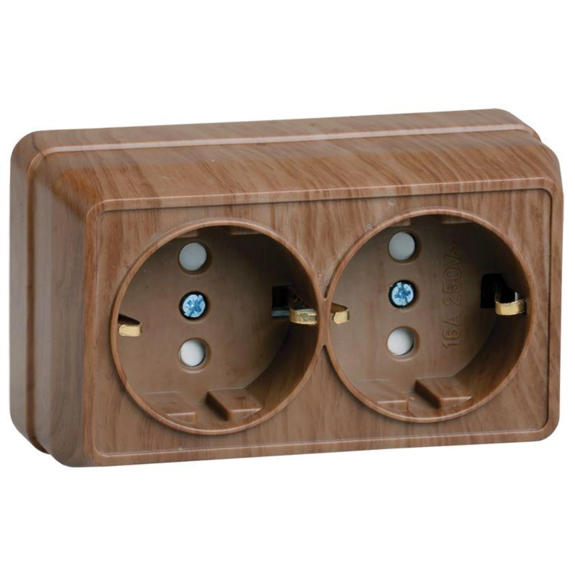 Розетка 2-м ОП Октава РСш22-3-ОД 16А IP20 с заземл. защ. шторки дуб IEK ERO24-K04-16-DC