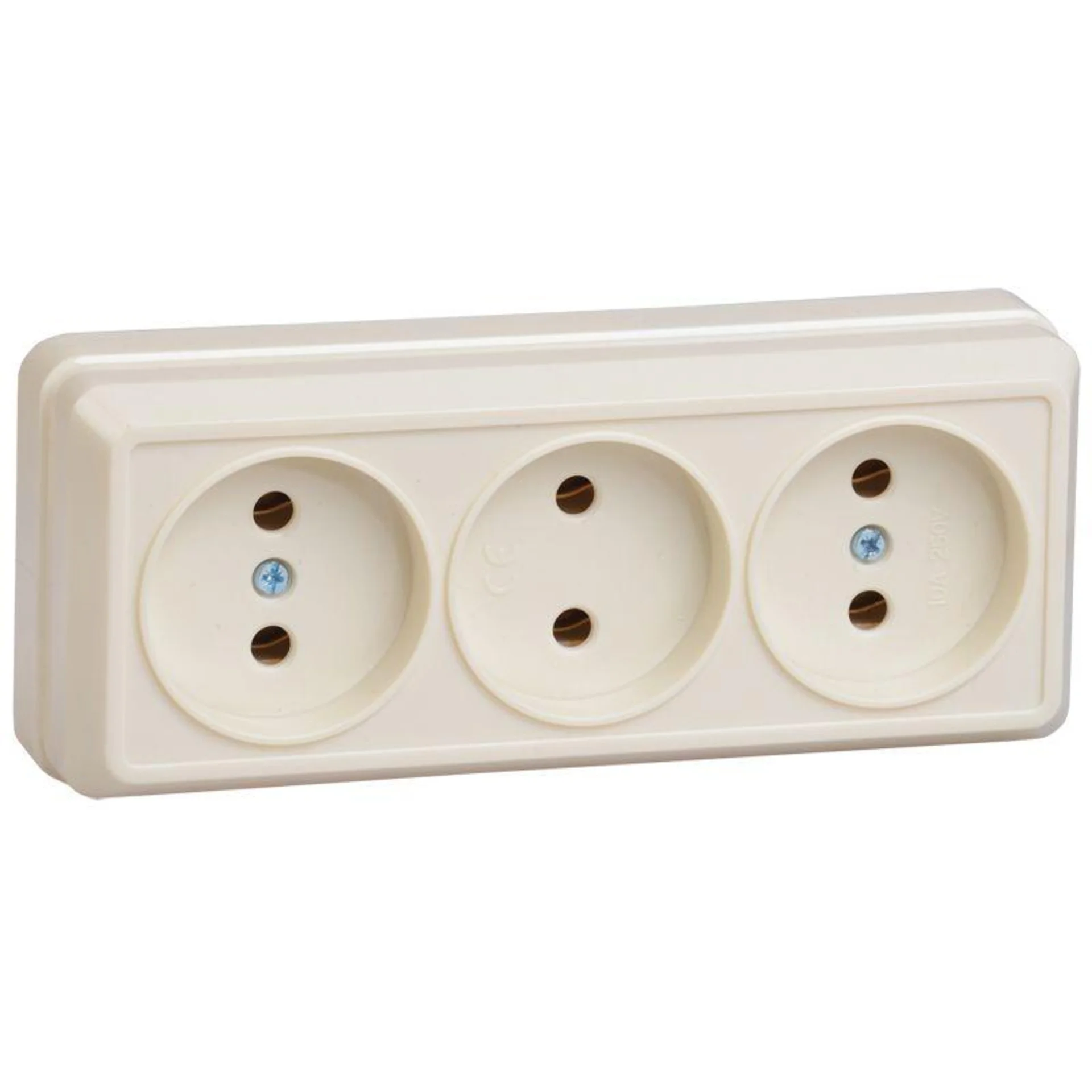 Розетка 3-м ОП Октава 10А IP20 без заземл. крем. IEK ERO30-K33-10-DC