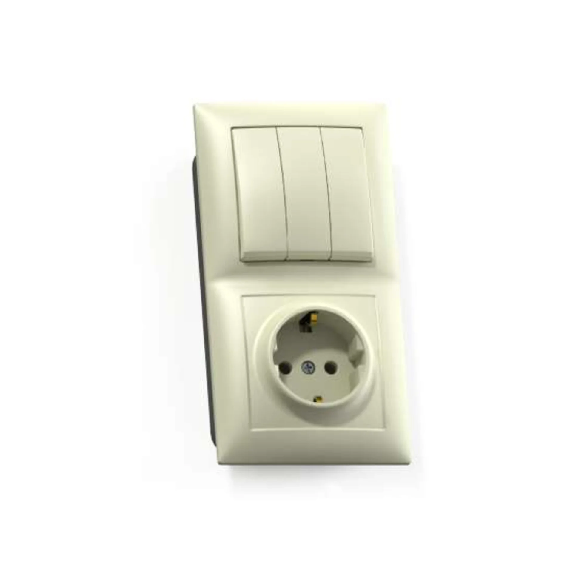 Блок СП БКВР-413 Селена (3-кл. выкл. + розетка с заземл.) сл. кость Кунцево 8178