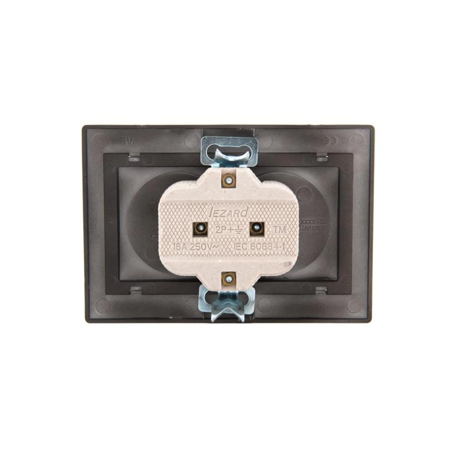 Розетка 2-м СП Mira 16А IP20 без заземл. со вставкой керамика черн. бархат LEZARD 701-4242-128