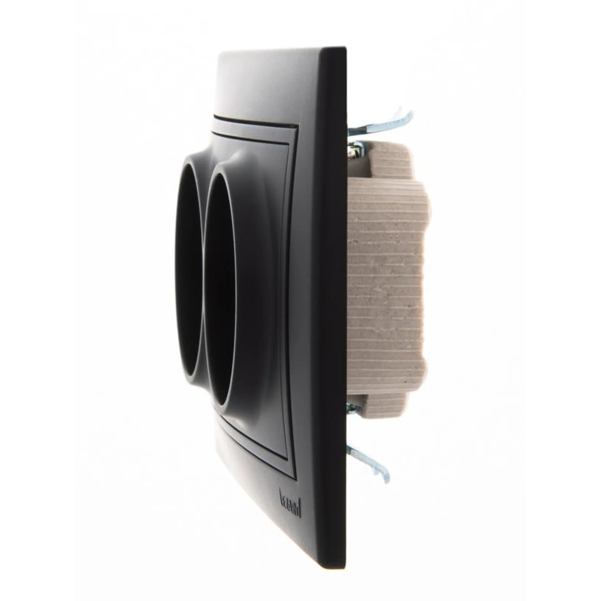 Розетка 2-м СП Mira 16А IP20 без заземл. со вставкой керамика черн. бархат LEZARD 701-4242-128