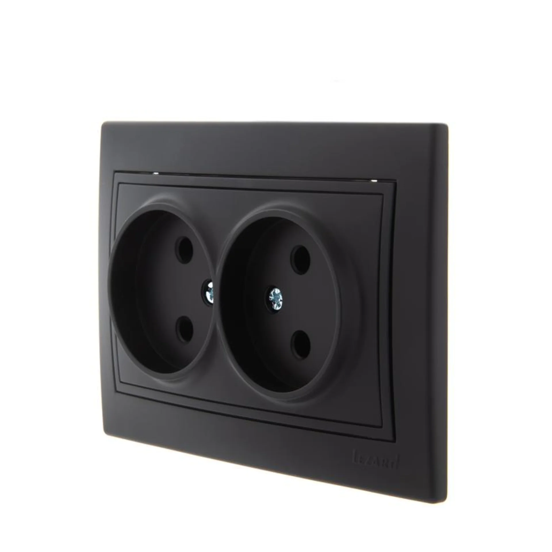 Розетка 2-м СП Mira 16А IP20 без заземл. со вставкой керамика черн. бархат LEZARD 701-4242-128