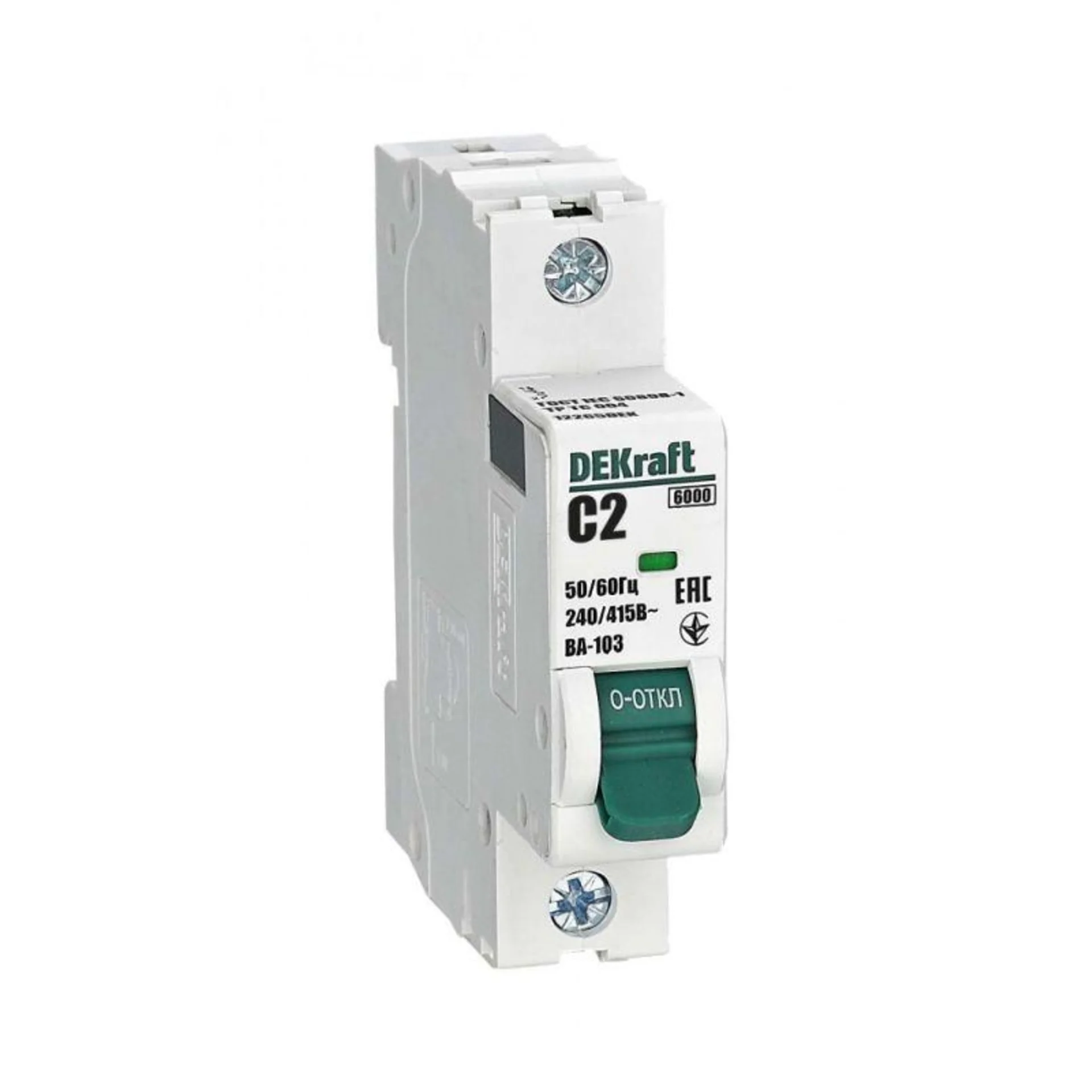 Выключатель автоматический модульный 1п C 2А ВА-103 DEKraft 12265DEK