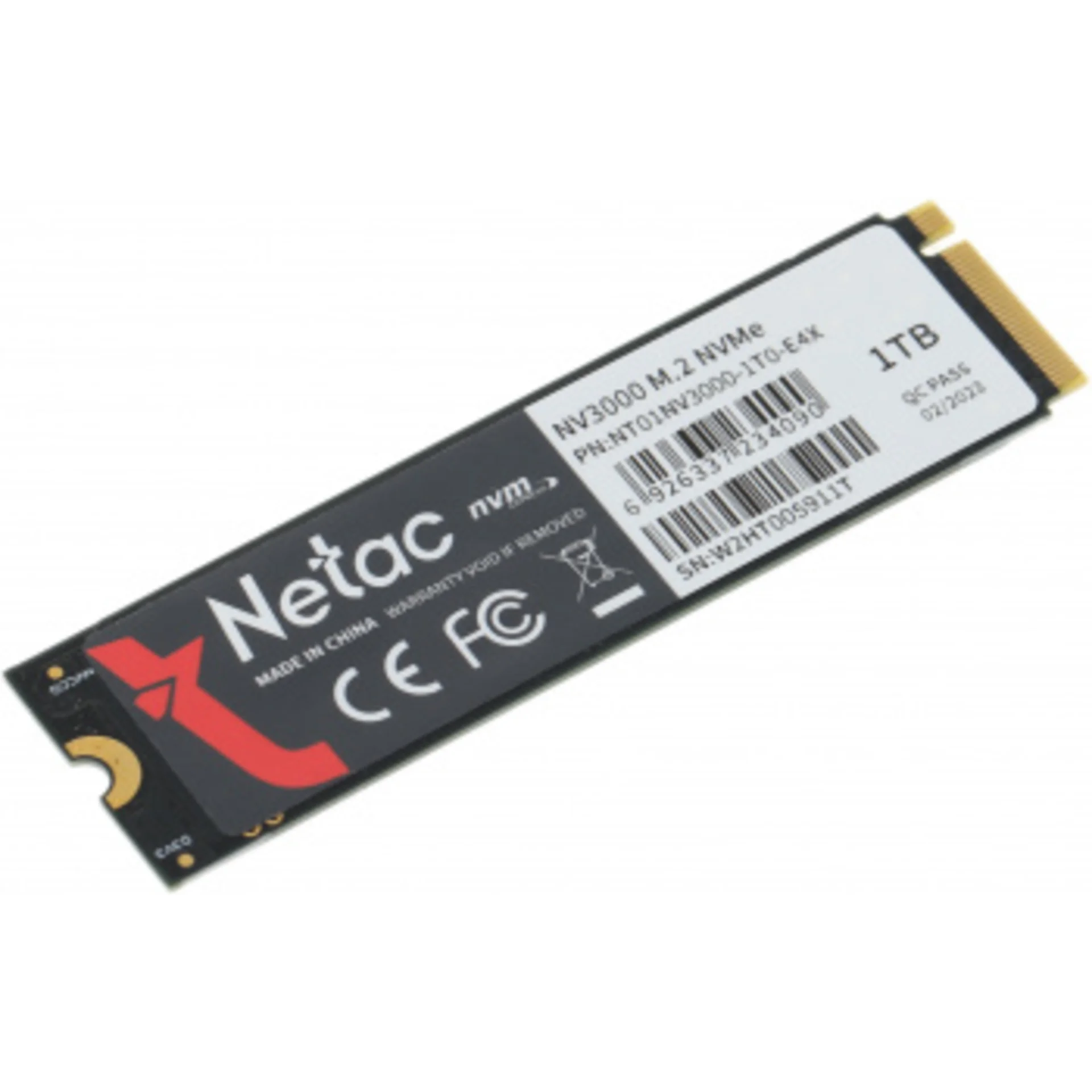 Накопитель SSD Netac PCIe 3.0 x4 1TB NT01NV3000-1T0-E4X NV3000 M.2 2280