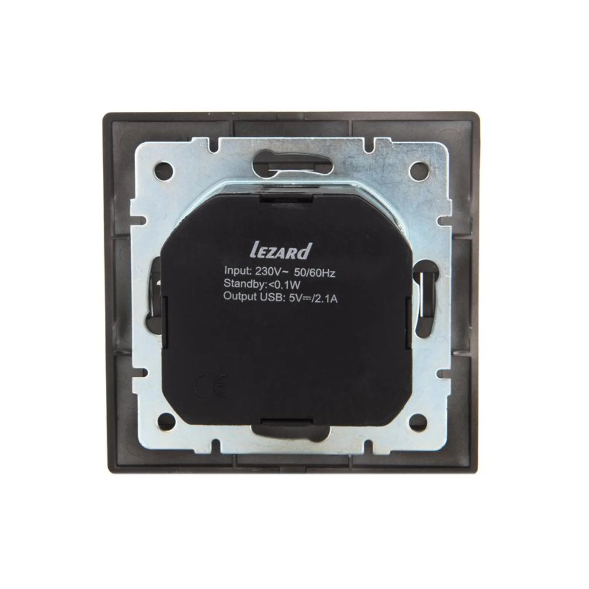 Розетка 1-м СП Mira 16А с заземл. + USB разъем черн. бархат LEZARD 701-4242-181