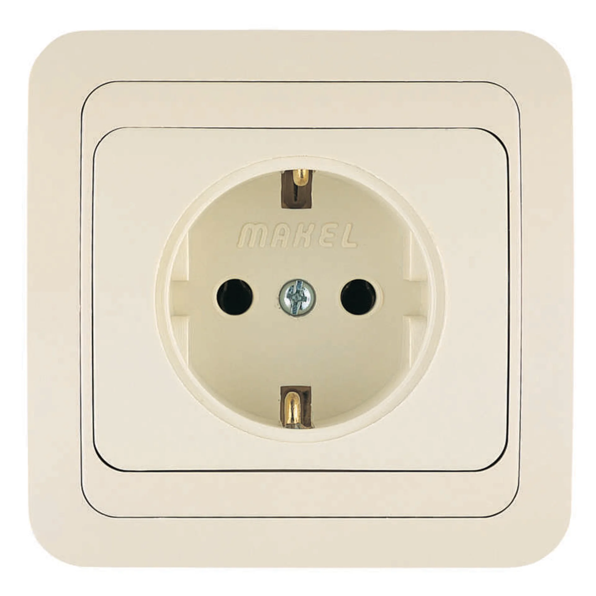 Розетка 1-м СП Mimoza 16А IP20 с заземл.керамика крем./крем. Makel 25008