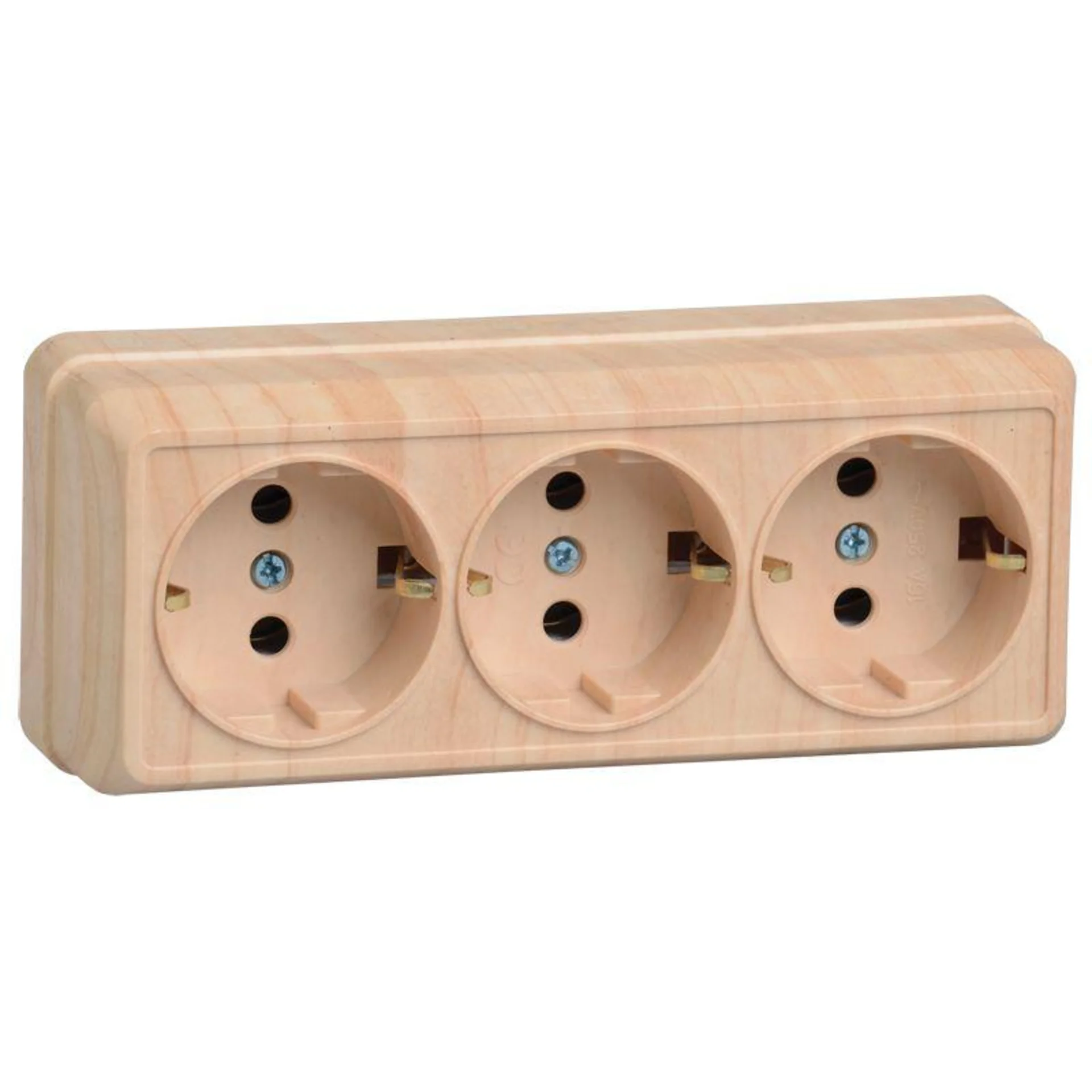 Розетка 3-м ОП Октава РС23-3-ОС 16А IP20 с заземл. сосна IEK ERO31-K03-16-DC