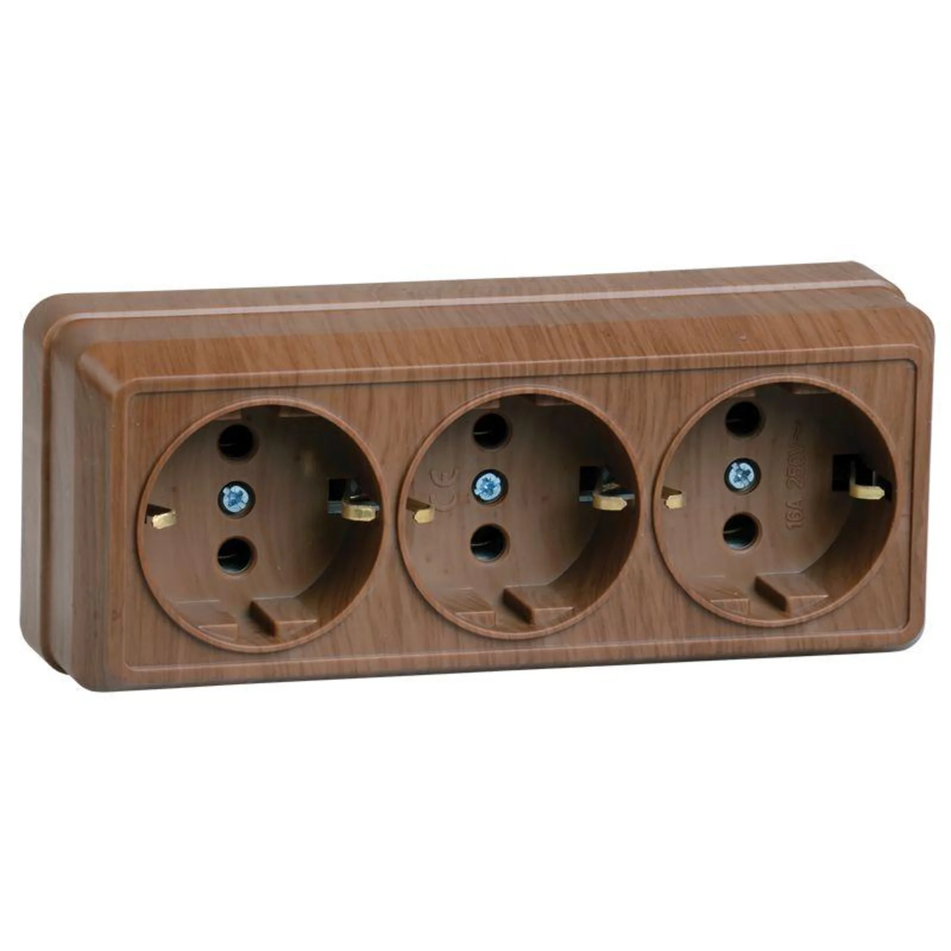 Розетка 3-м ОП Октава РС23-3-ОД 16А IP20 с заземл. дуб IEK ERO31-K04-16-DC