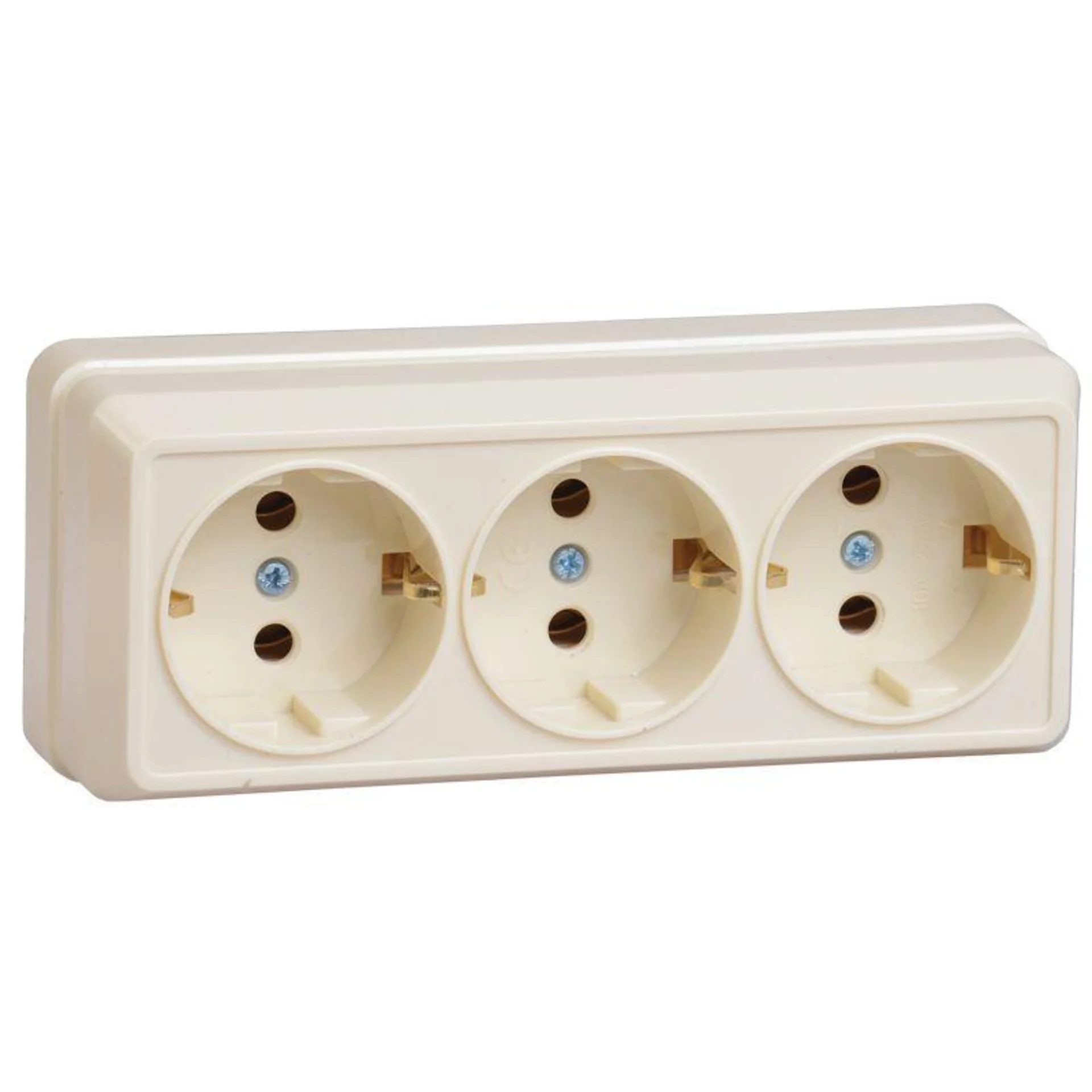 Розетка 3-м ОП Октава РС23-3-ОК 16А IP20 с заземл. крем. IEK ERO31-K33-16-DC