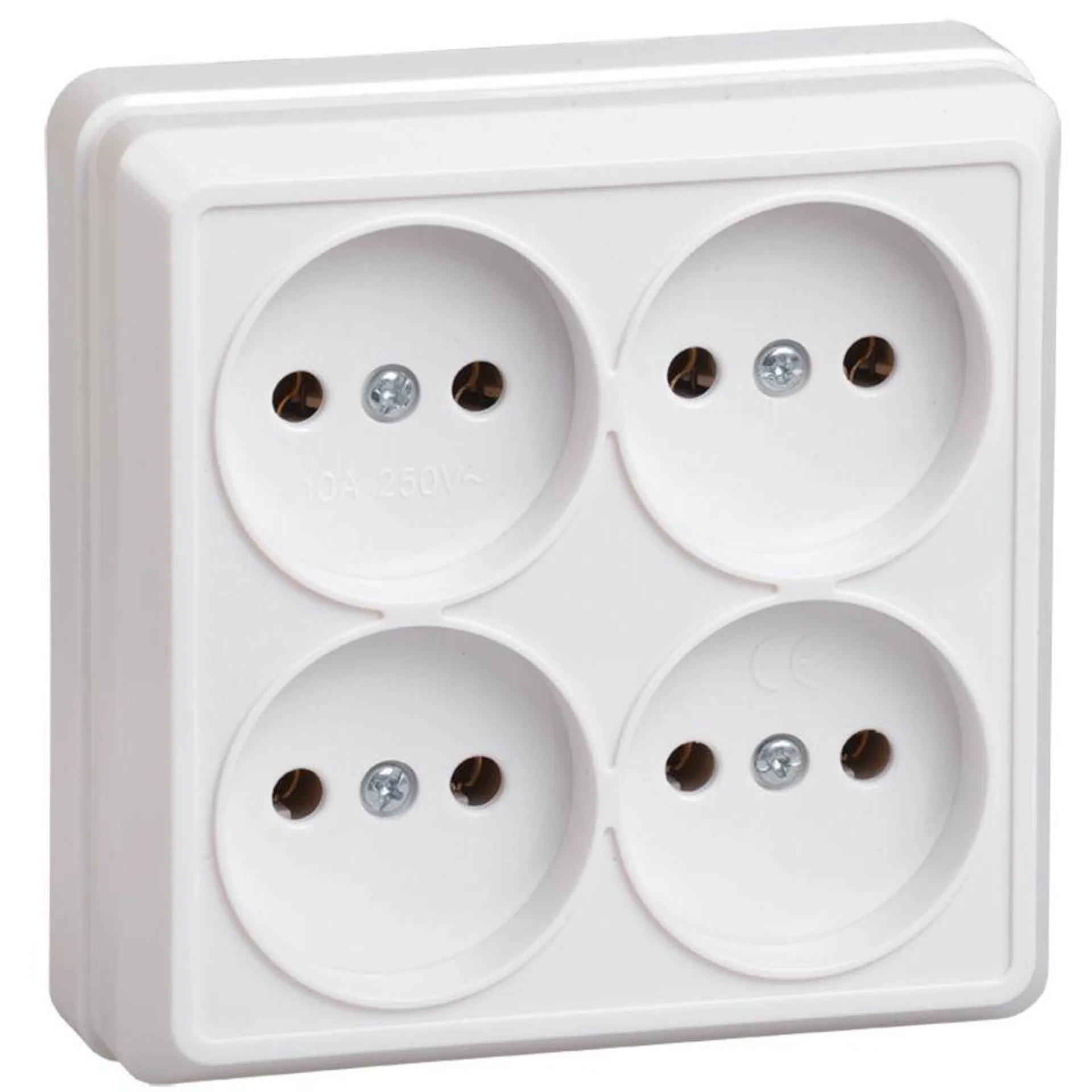 Розетка 4-м ОП Октава 10А IP20 без заземл. бел. IEK ERO40-K01-10-DC