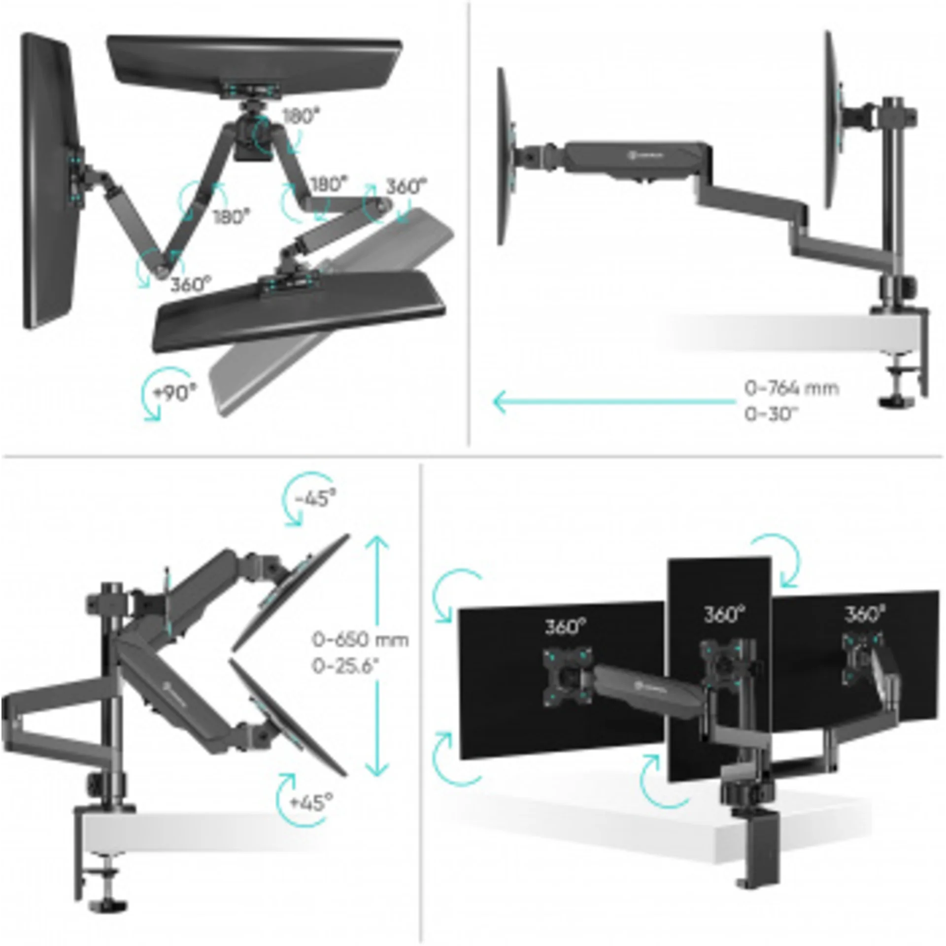 Кронштейн для мониторов Onkron G280 черный 13"-32" макс.24кг настольный поворот и наклон верт.переме