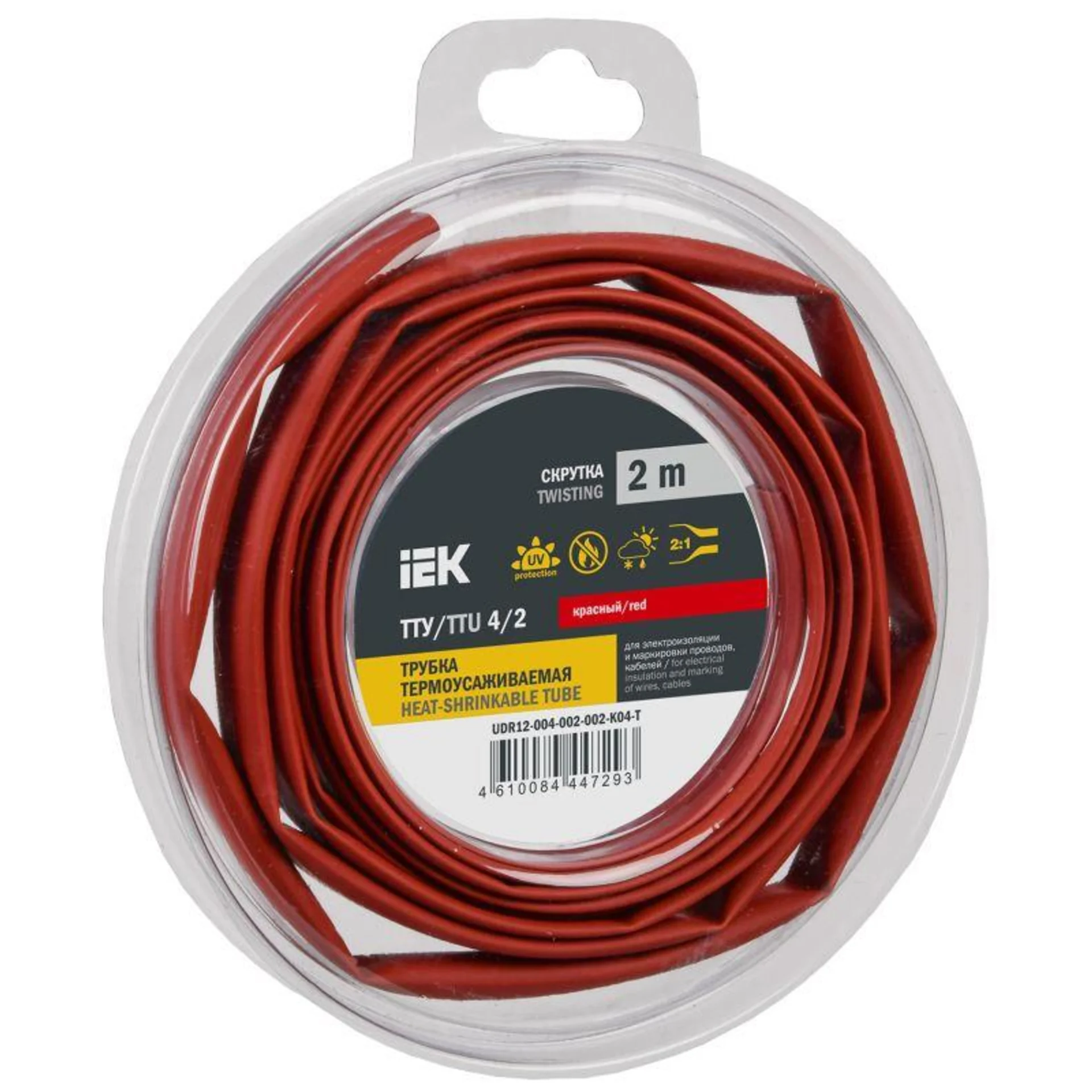 Трубка термоусадочная ТТУ нг-LS 4/2 красн. (уп.2м) IEK UDR12-004-002-002-K04-T