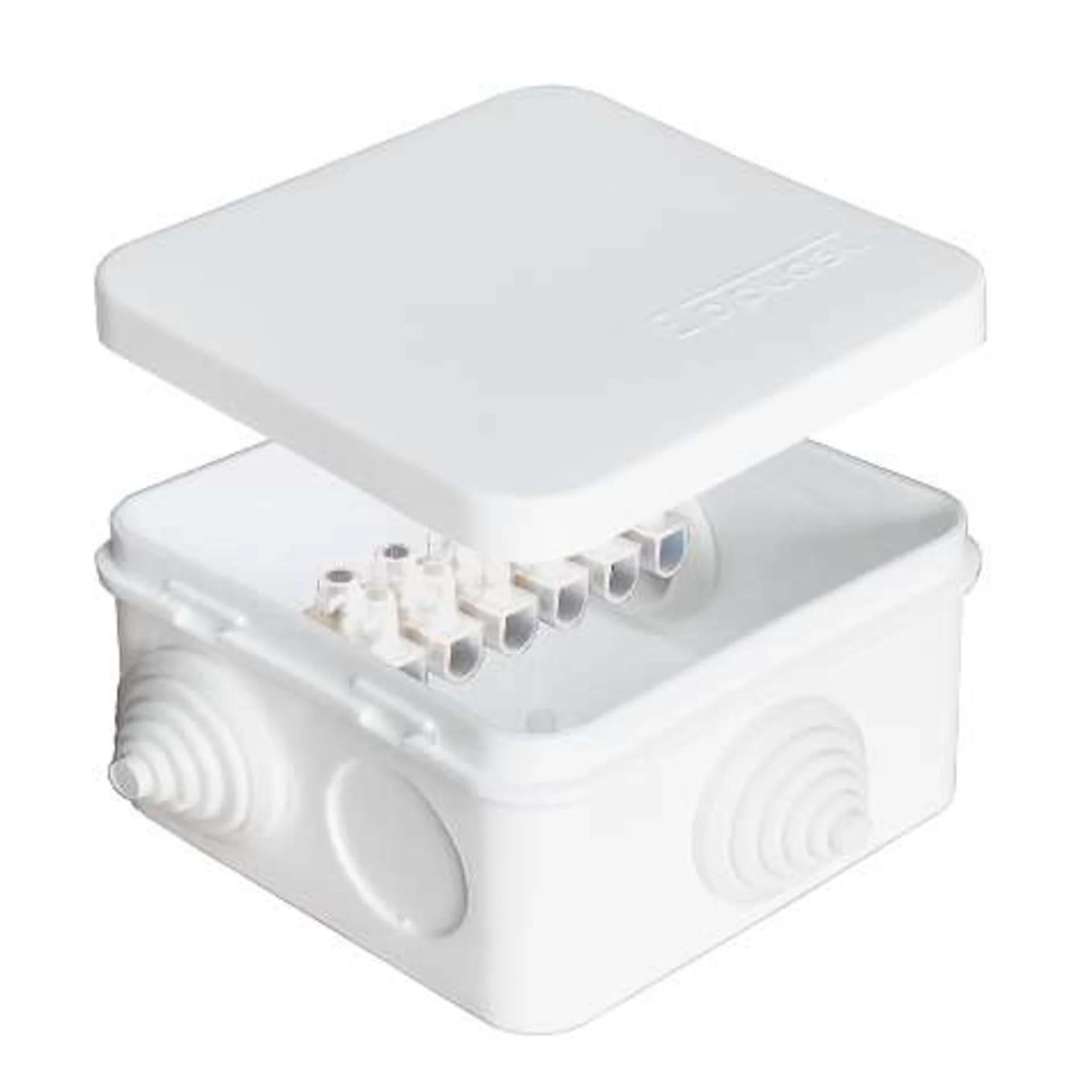 Коробка распределительная ОП 75х75х45мм IP54 10А 6 выходов 6 контактов 3 гермоввода клемм. крышка за