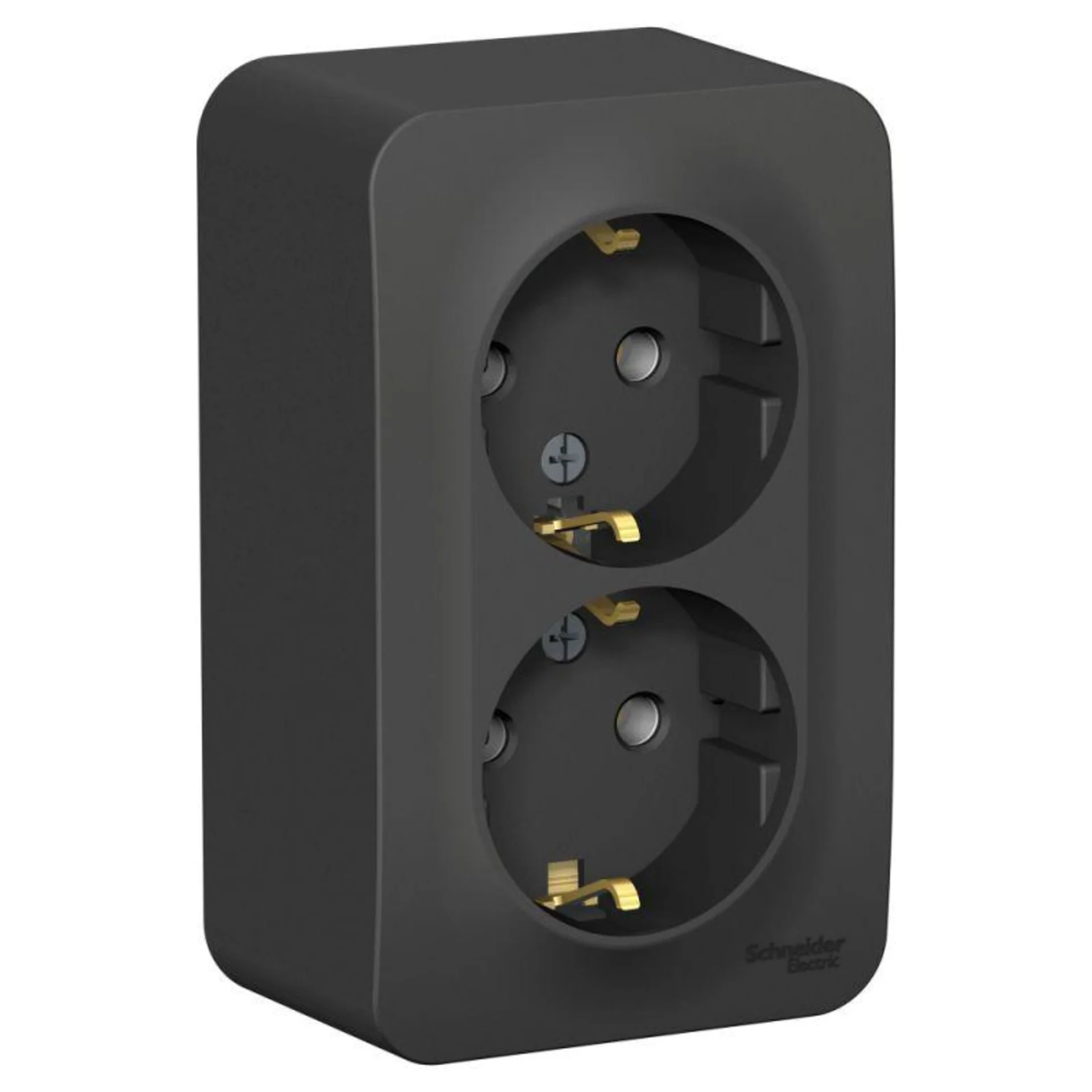 Розетка 2-м ОП Blanca 16А IP20 250В с заземл. без защ. шторок с изолир. пластиной антрацит SE BLNRA0