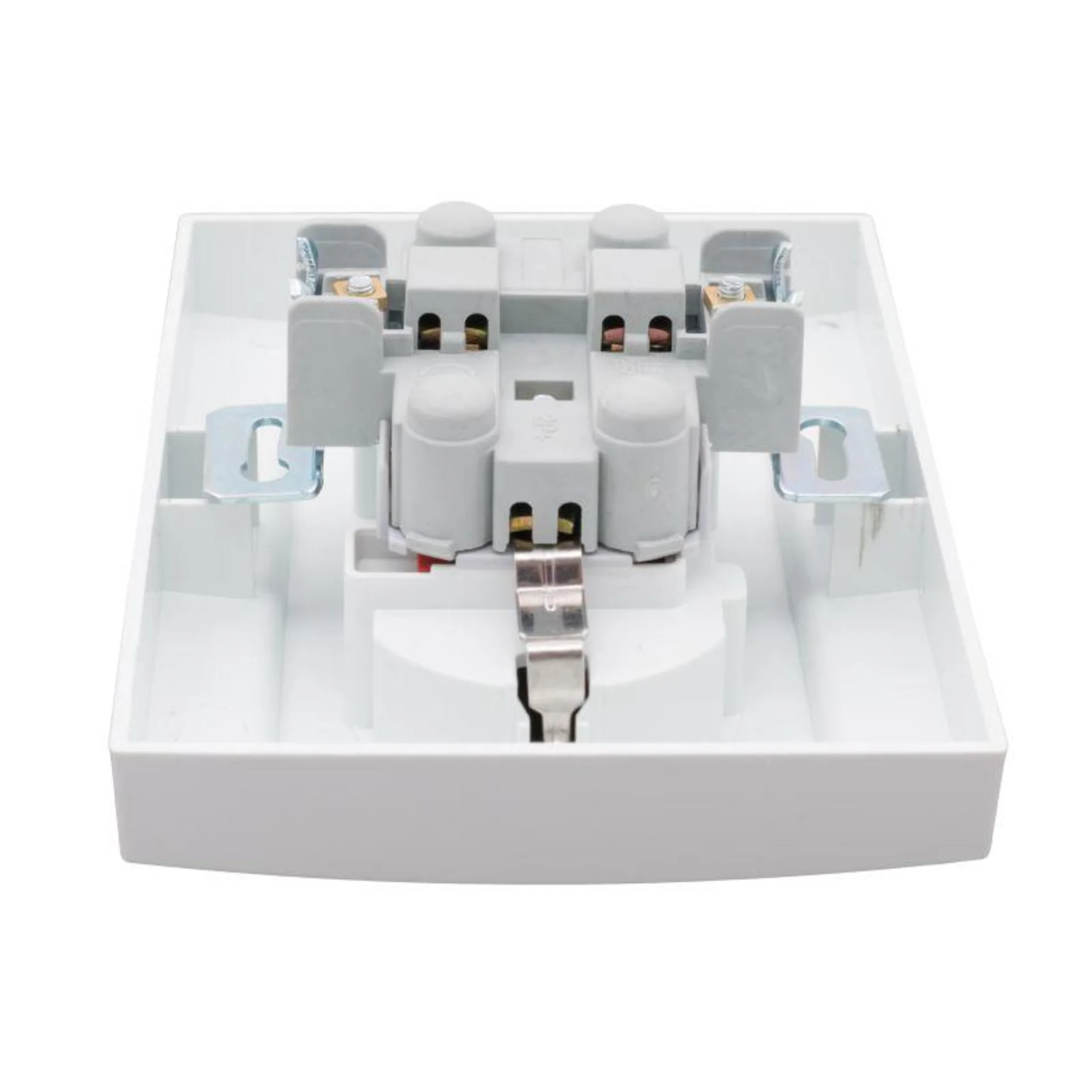 Розетка 2-м СП Минск 16А IP20 с заземл. защ. шторки бел. Basic EKF ERR16-128-100