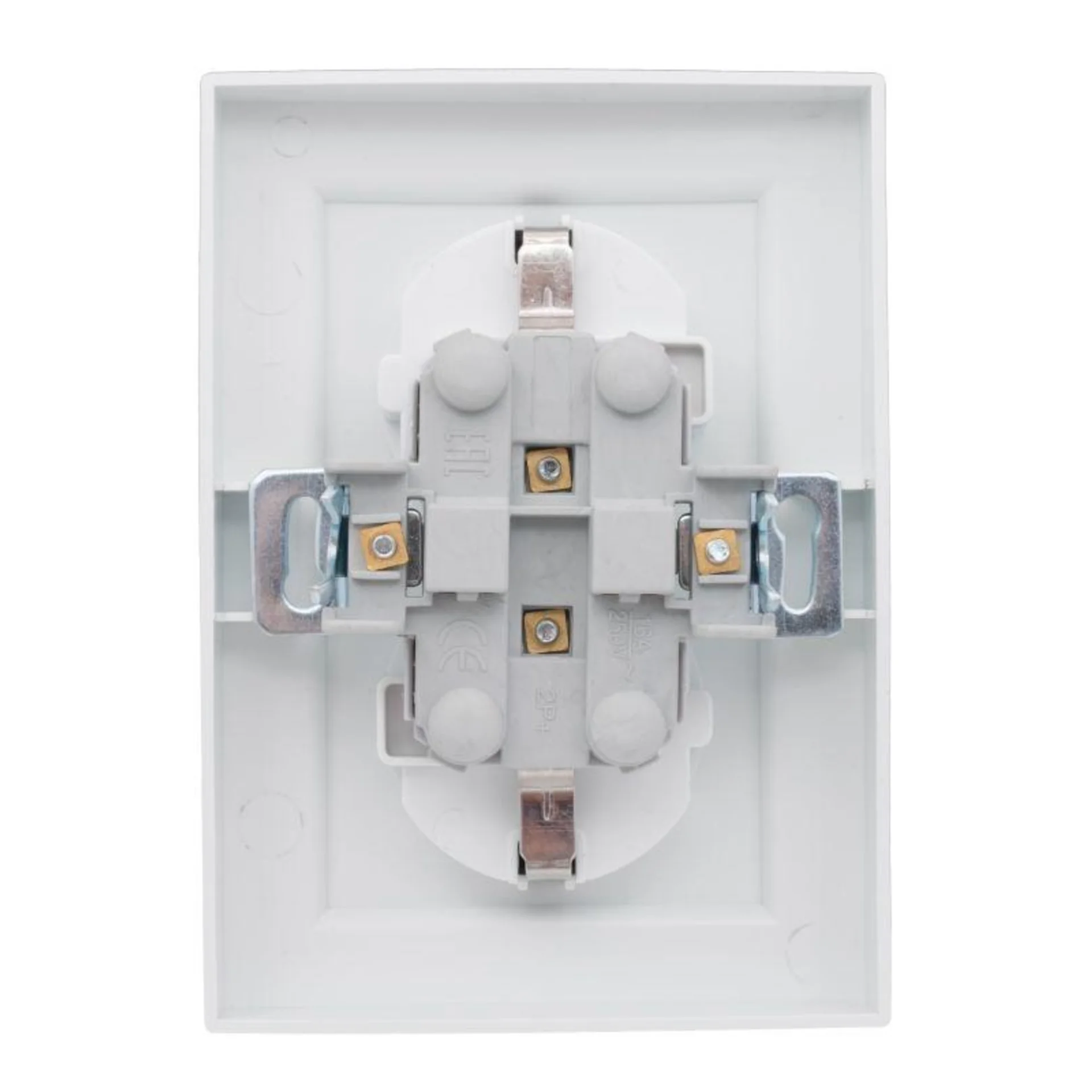 Розетка 2-м СП Минск 16А IP20 с заземл. защ. шторки бел. Basic EKF ERR16-128-100