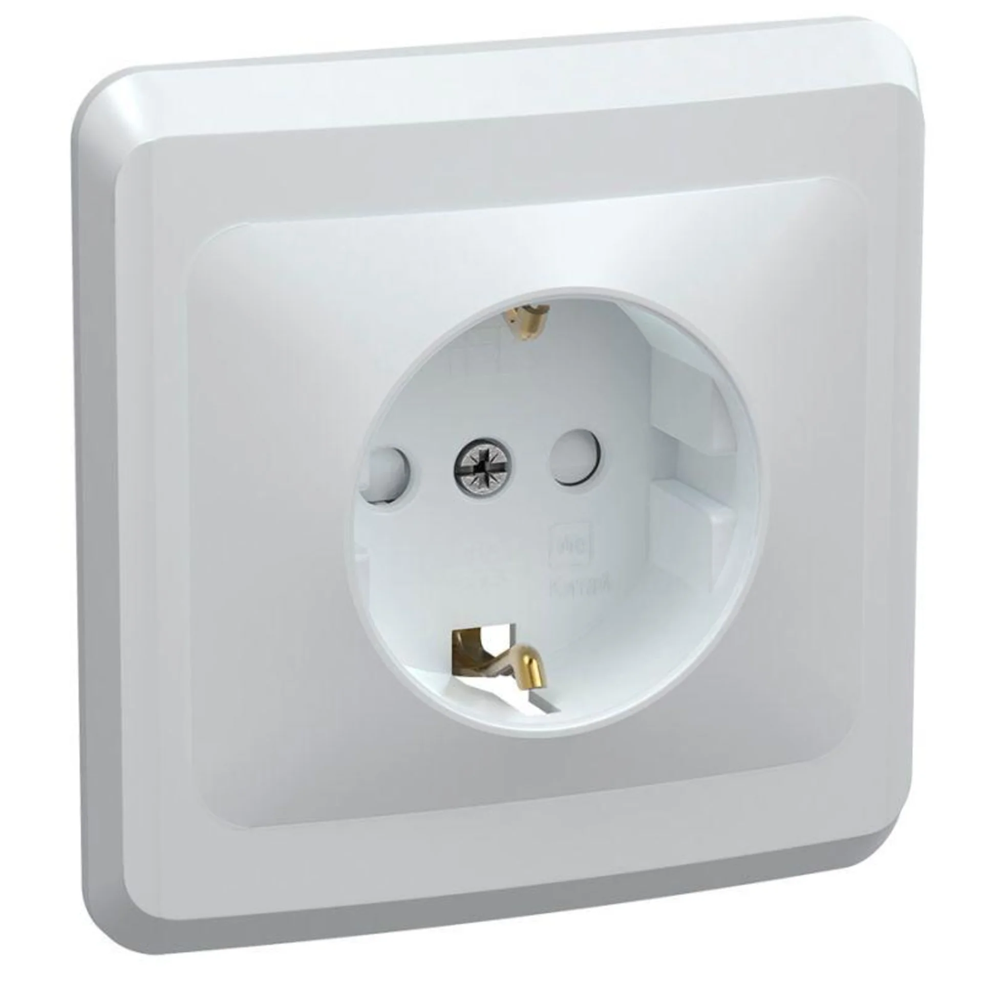 Розетка 1-м СП Вега РСш10-3-ВБ с заземл. контактом и защ. штор 16А бел. IEK ERV14-K01-16-DM