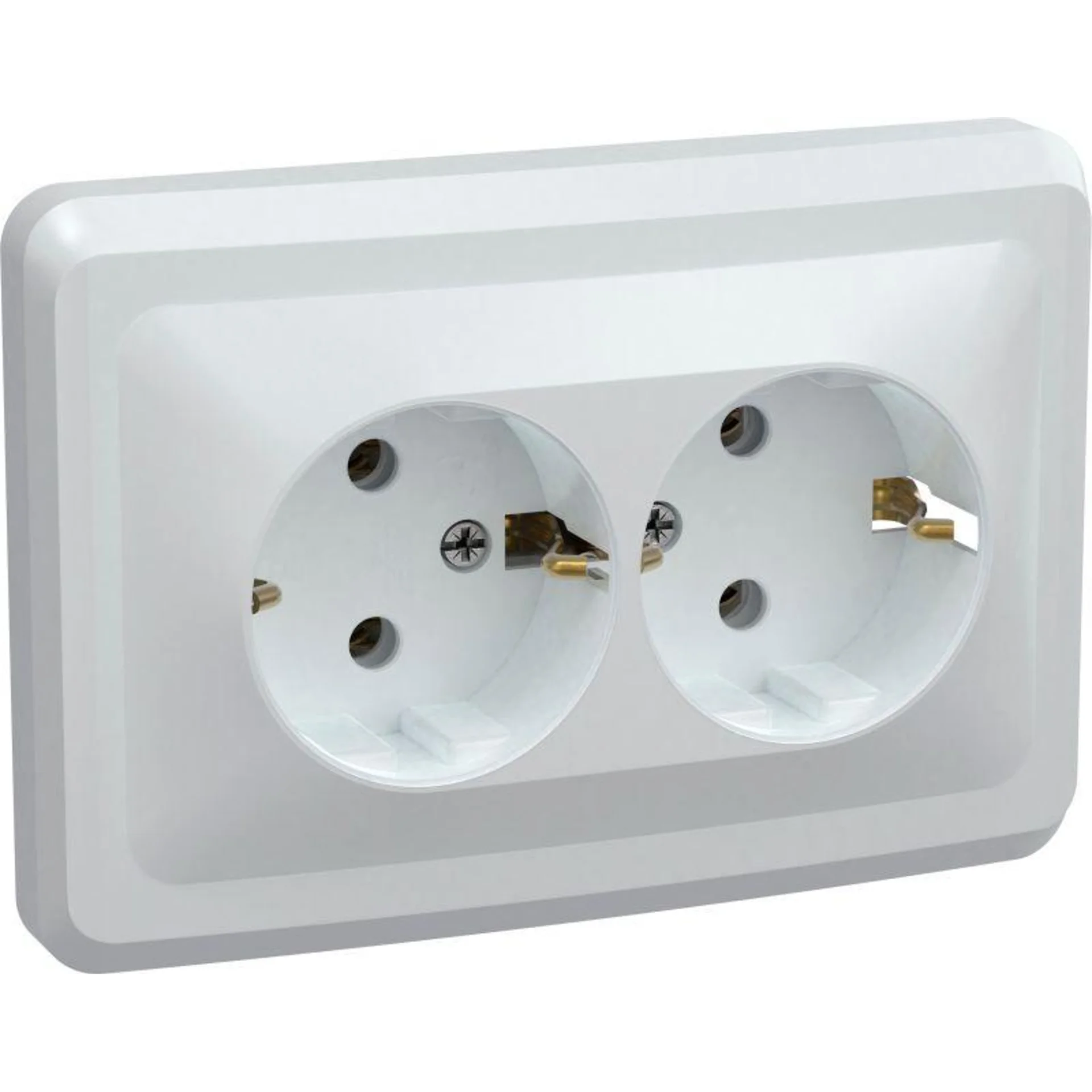 Розетка 2-м СП Вега РС12-3-ВБ с заземл. контактом без защ. шторок 16А бел. IEK ERV21-K01-16-DM