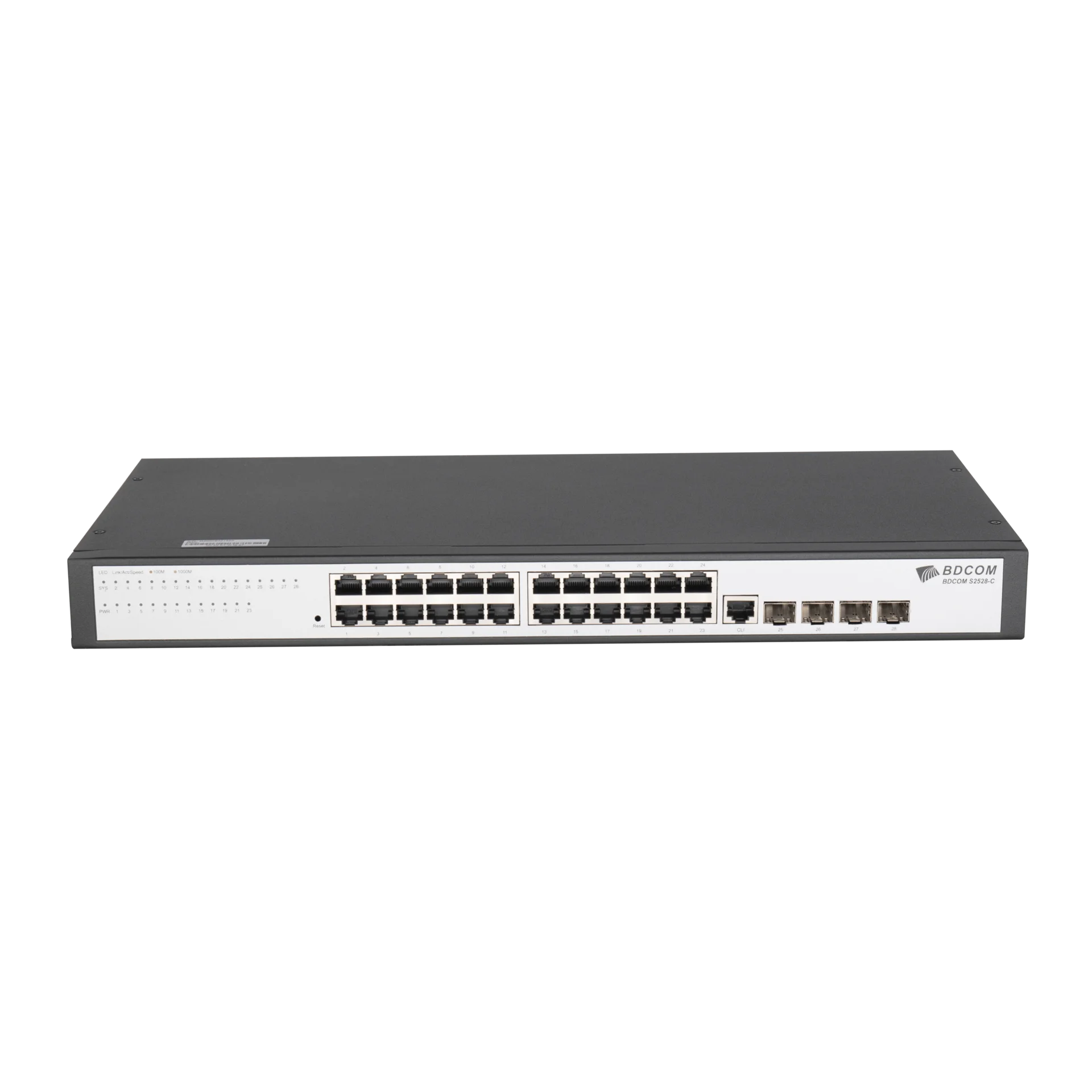 Управляемый коммутатор уровня 2 BDCOM S2528-C, 24x 10/100/1000Base-T, 4x combo 1G SFP/RJ45, 220VAC