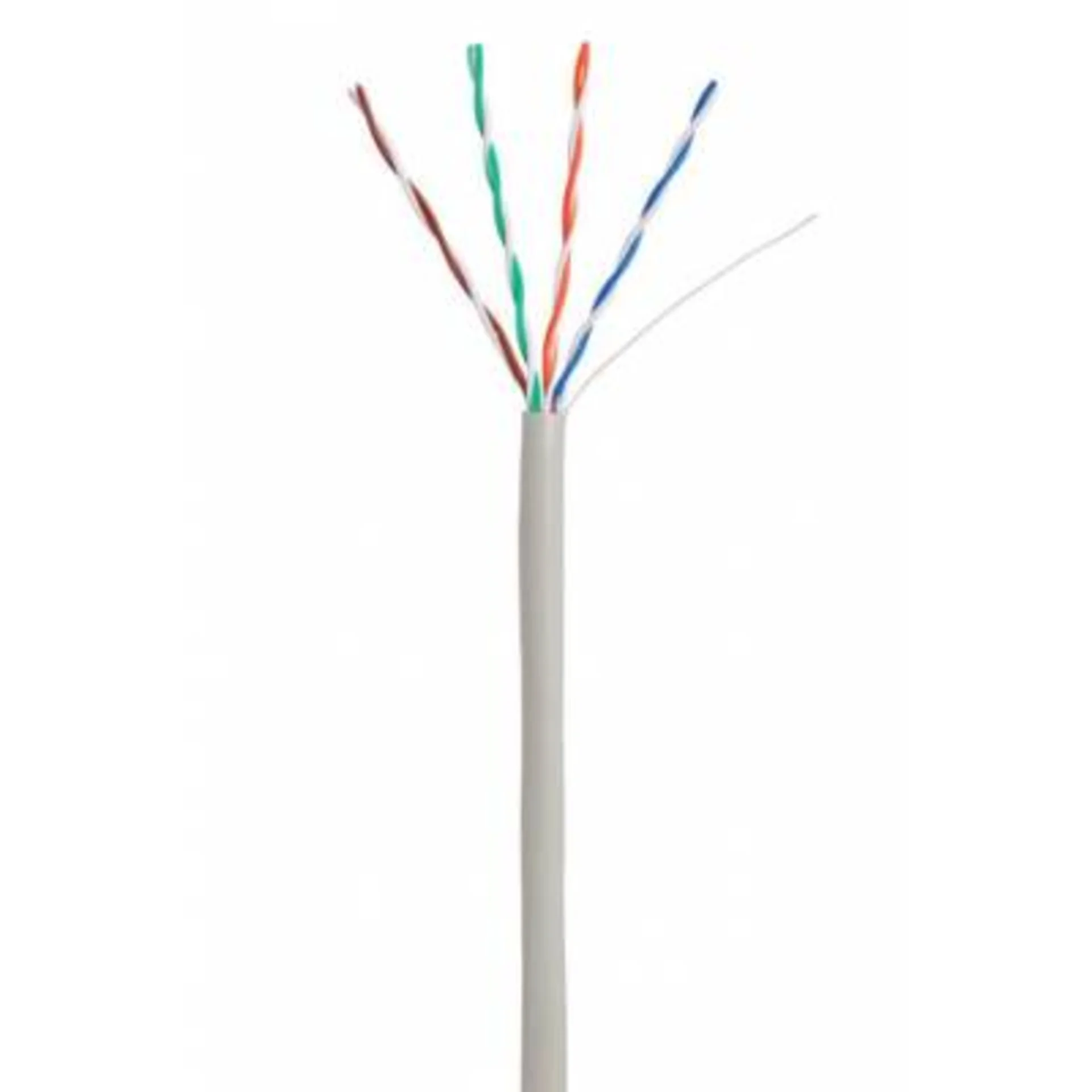 Кабель NETLAN U/UTP 4 пары, Кат.5e (Класс D), 100МГц, одножильный, BC (чистая медь), внутренний, PVC нг(B), серый, 305м