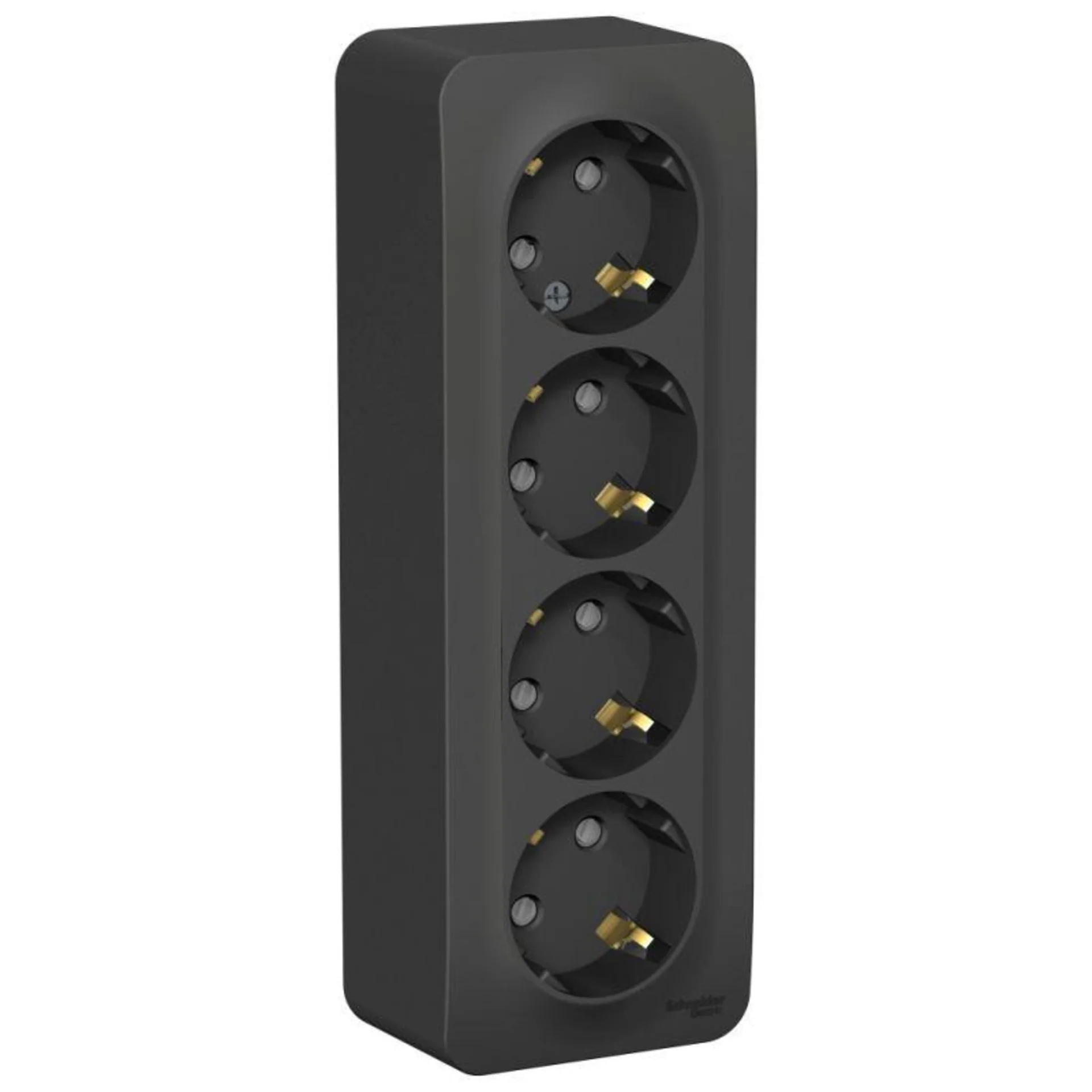 Розетка 4-м ОП Blanca 16А IP20 250В с заземл. защ. шторки с изолир. пластиной антрацит SE BLNRA01141