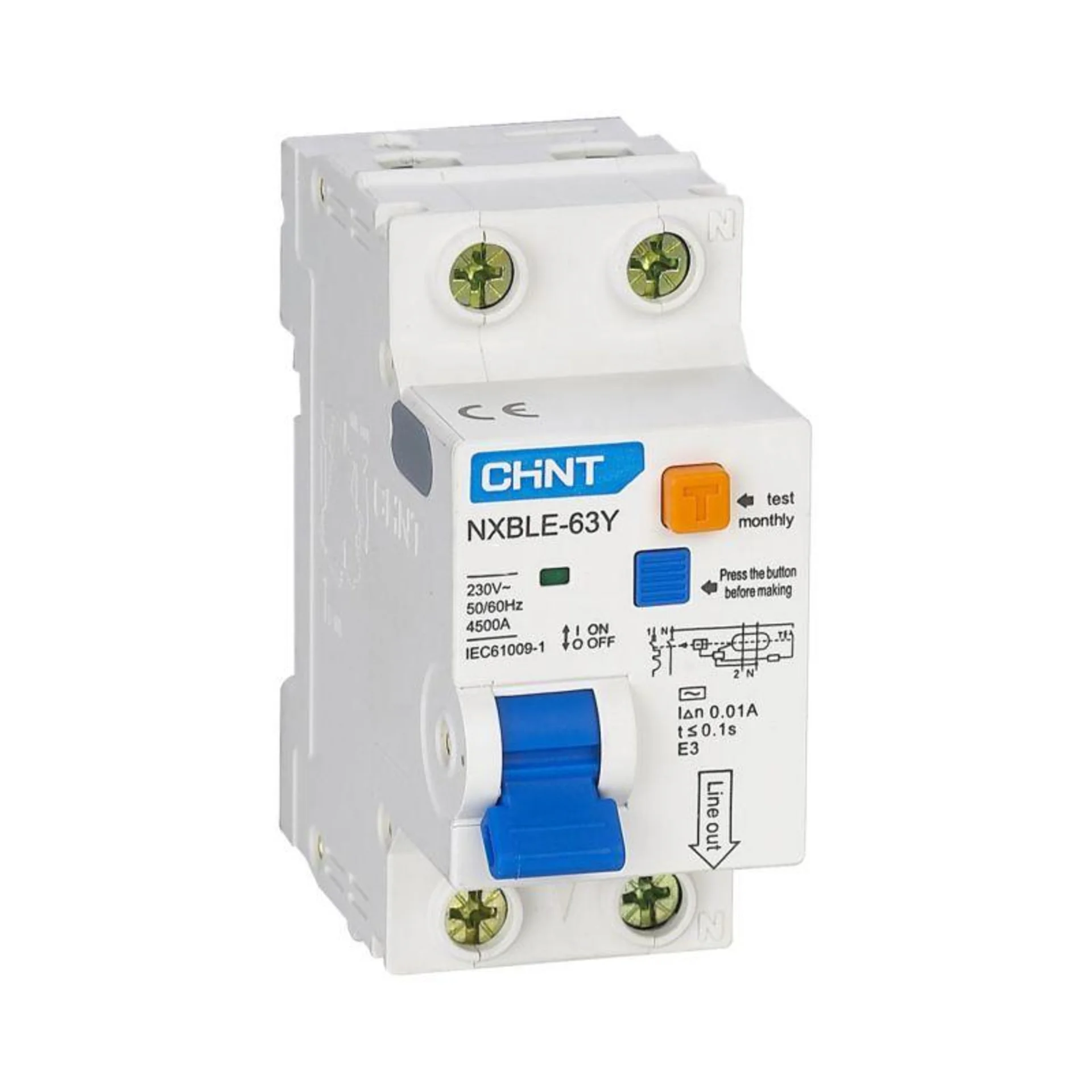 Выключатель автоматический дифференциального тока 1п+N C 6А 30мА электрон. тип AC 4.5кА NXBLE-63Y (R