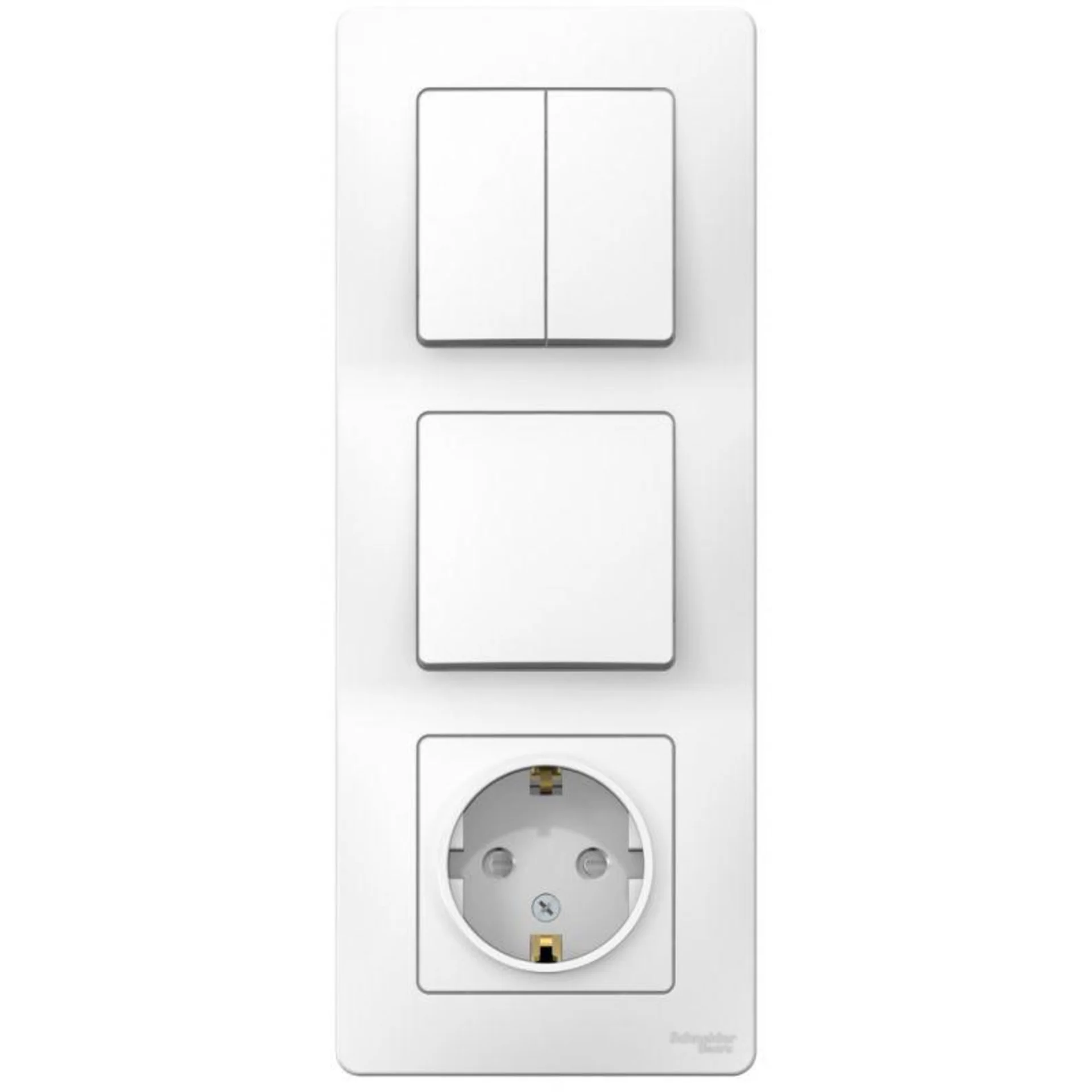 Блок СП Blanca (розетка с заземл. защ. шторки 16А 250В + 1-кл. выкл. + 2-кл. выкл.) бел. SE BLNBS101