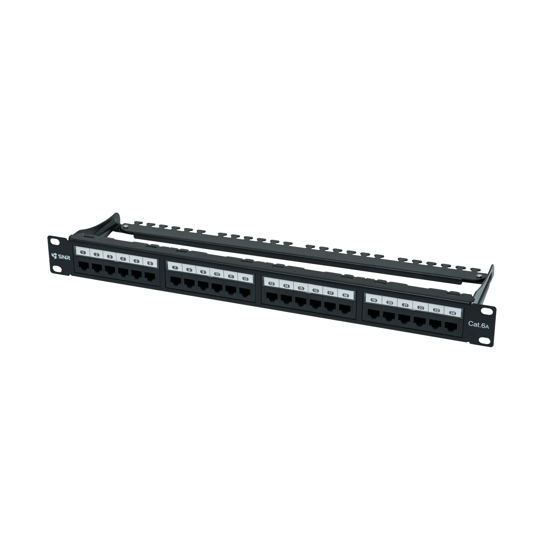 Коммутационная панель SNR, 19" неэкранированная, 1U, 24 порта, cat.6А, горизонтальная заделка