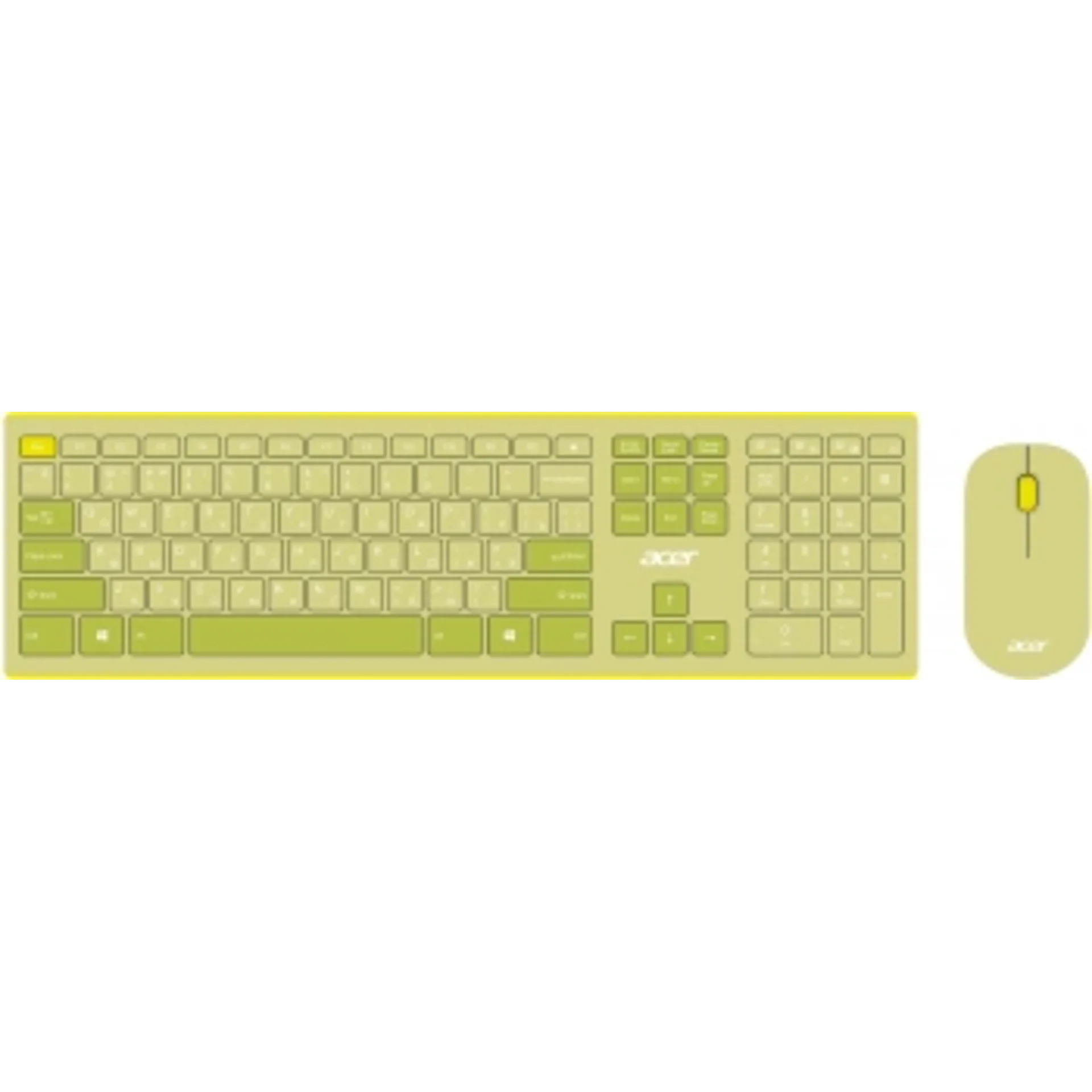 Клавиатура + мышь Acer OCC205 клав:зеленый/желтый мышь:зеленый/желтый USB беспроводная slim