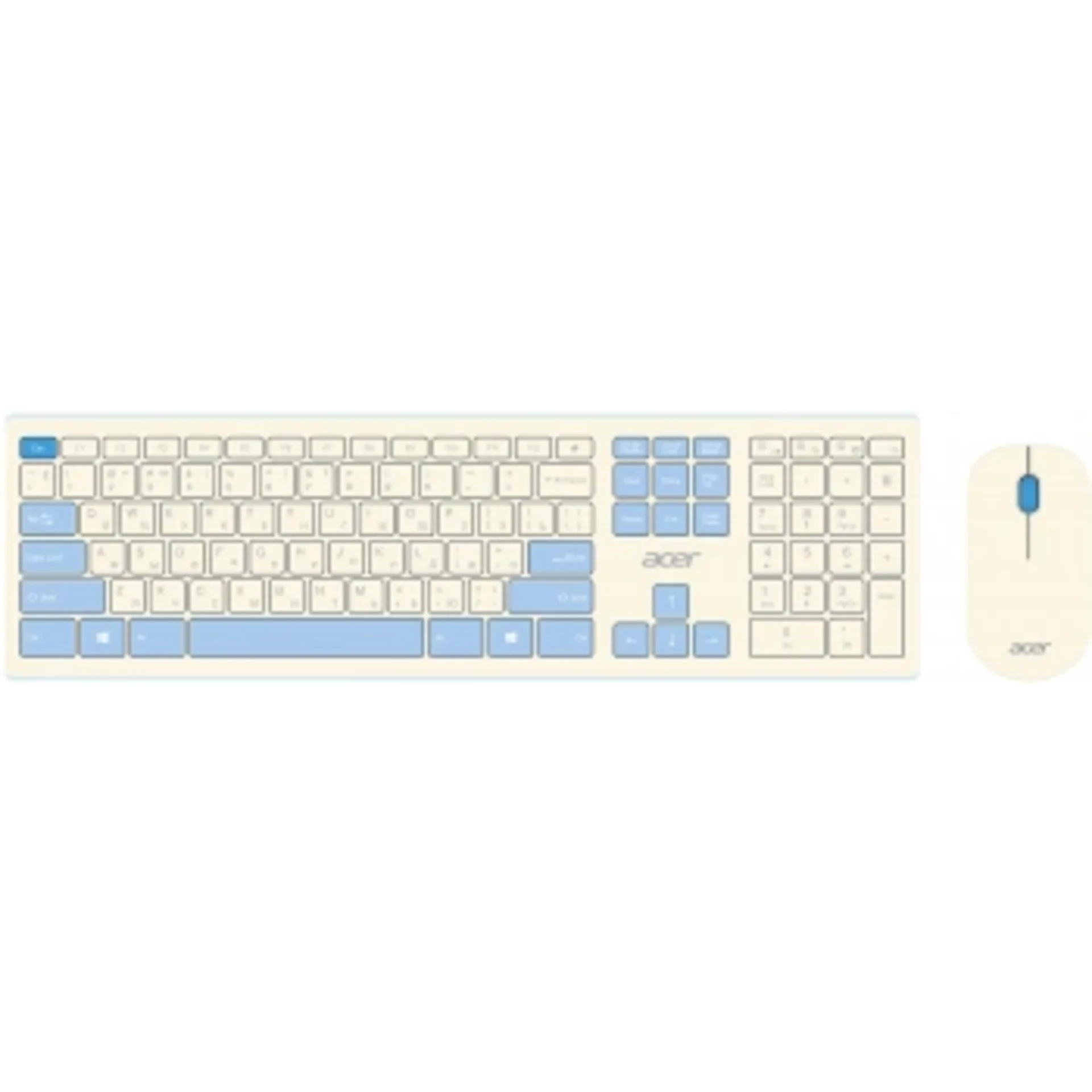 Клавиатура + мышь Acer OCC205 клав:белый/голубой мышь:белый/голубой USB беспроводная slim Multimedia