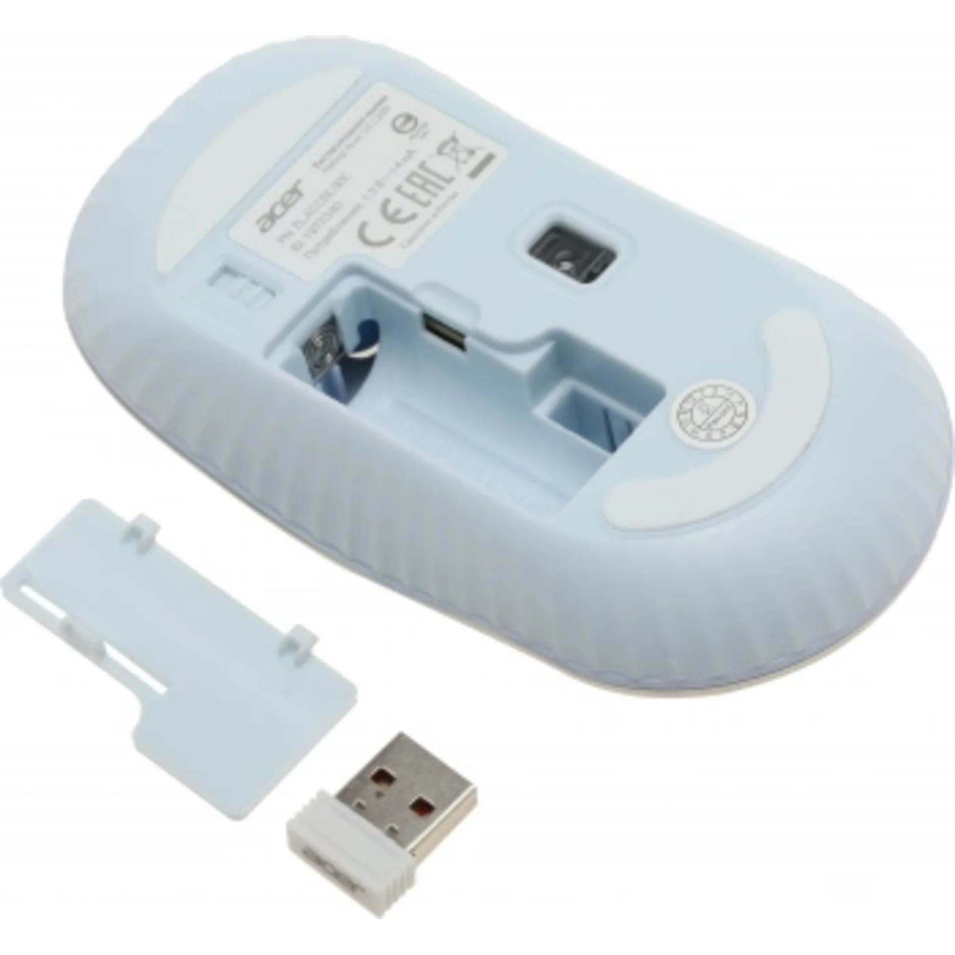 Клавиатура + мышь Acer OCC205 клав:белый/голубой мышь:белый/голубой USB беспроводная slim Multimedia