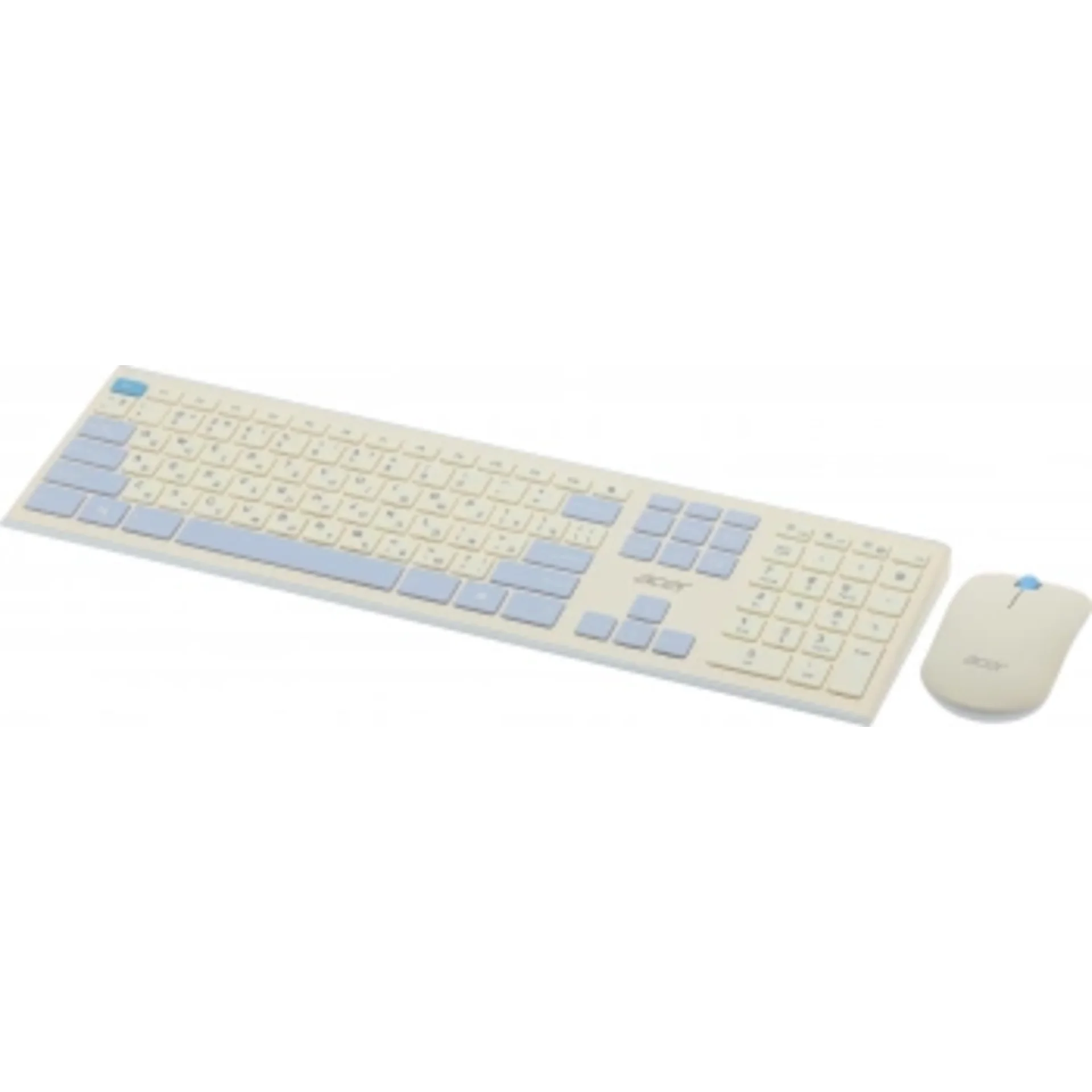 Клавиатура + мышь Acer OCC205 клав:белый/голубой мышь:белый/голубой USB беспроводная slim Multimedia