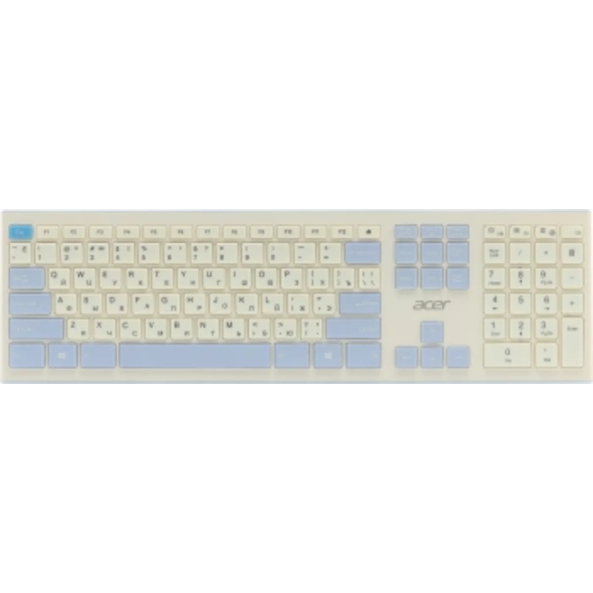 Клавиатура + мышь Acer OCC205 клав:белый/голубой мышь:белый/голубой USB беспроводная slim Multimedia