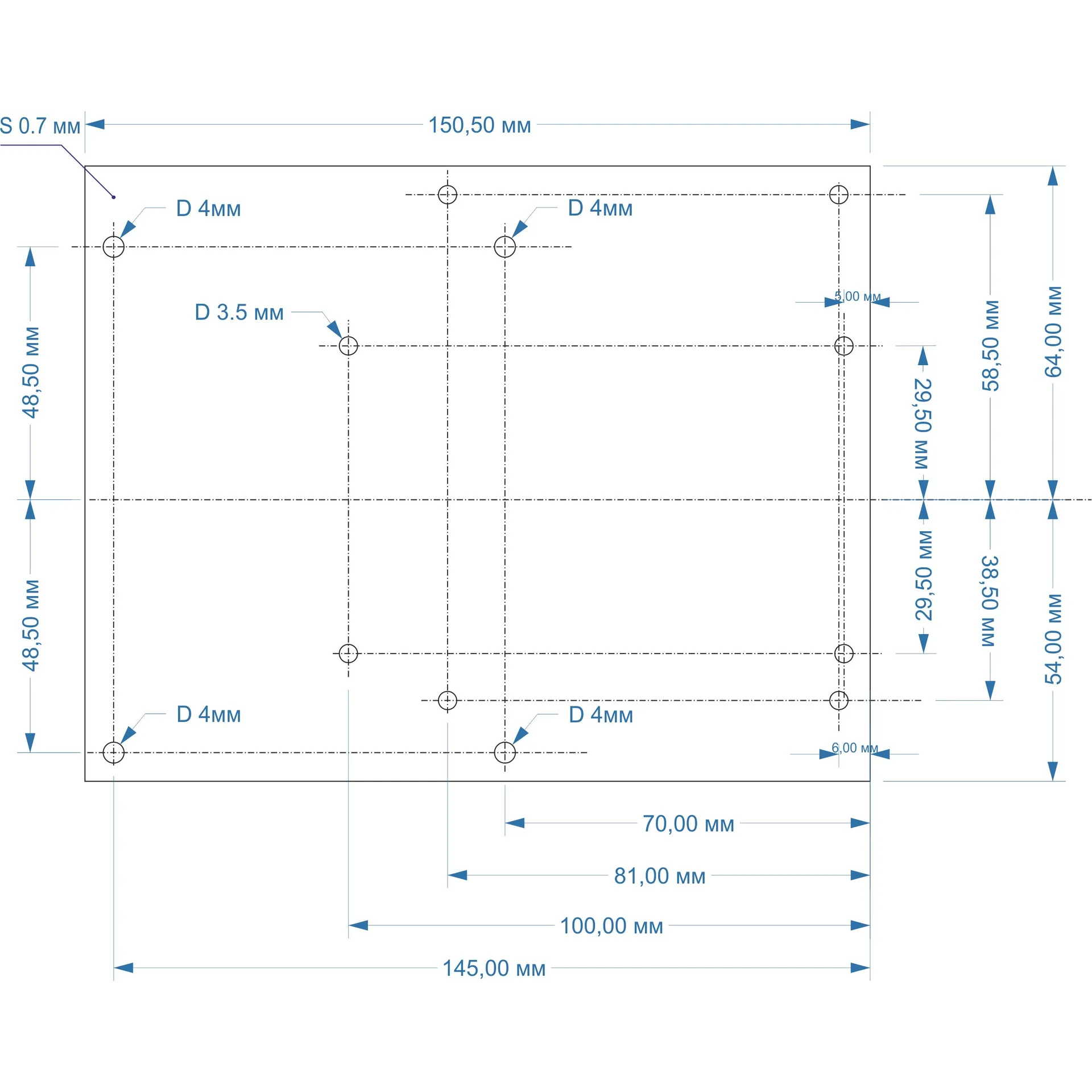 Монтажная пластина ОЦ 0,7 мм.для AX-BOX